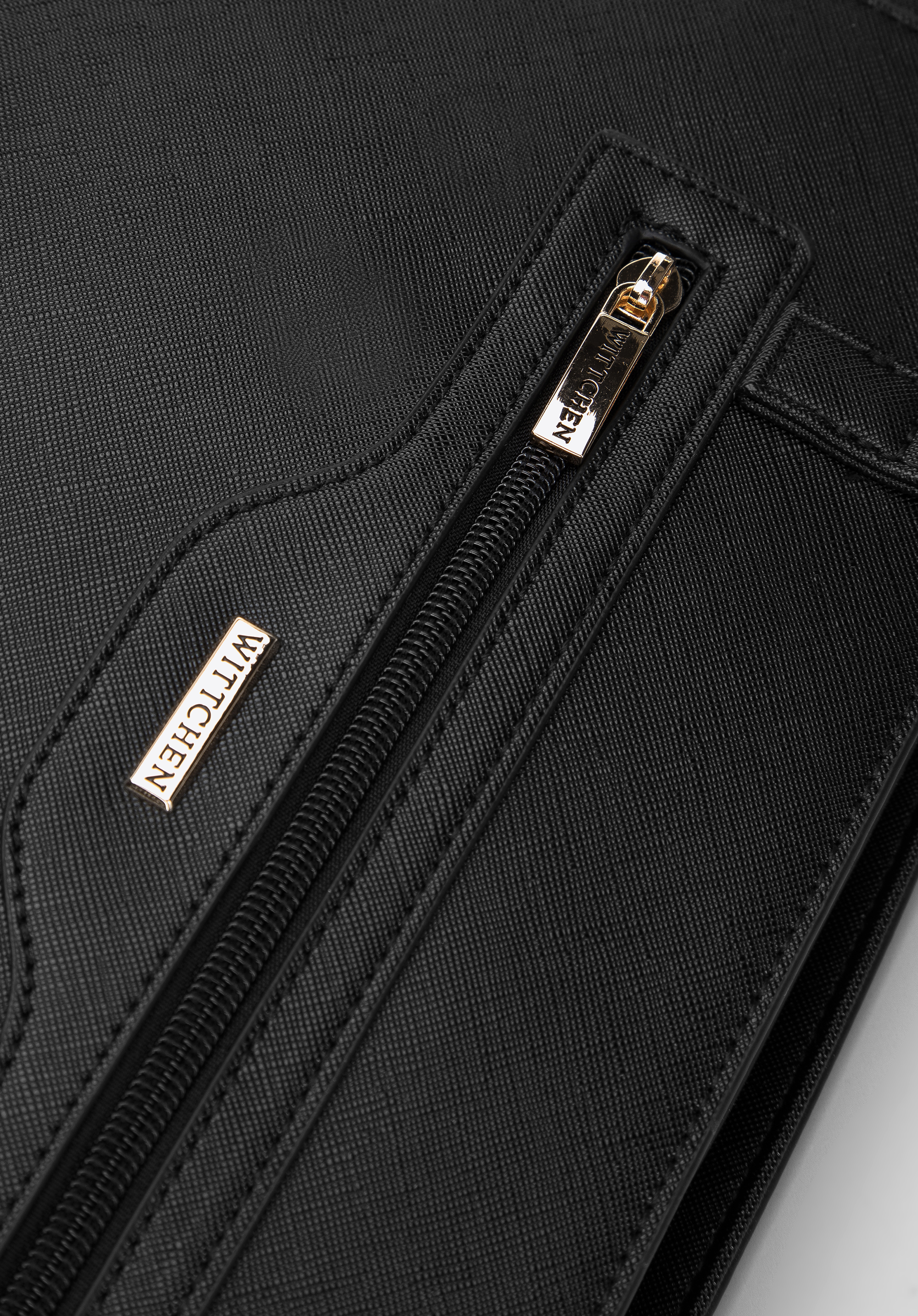 Torebka shopperka z ekoskóry saffiano z kieszenią z przodu