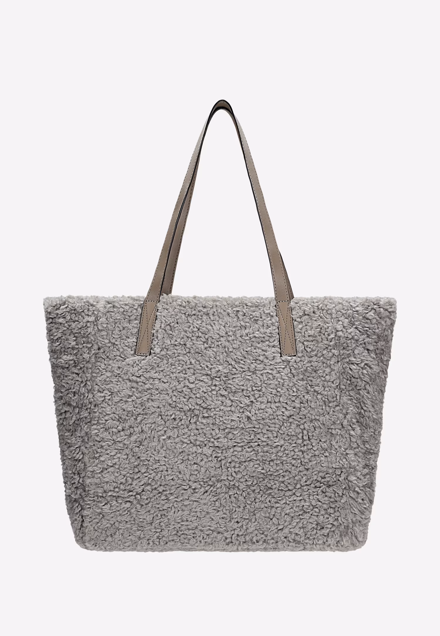 RELAKS duża czarna torebka z futerkiem typu baranek