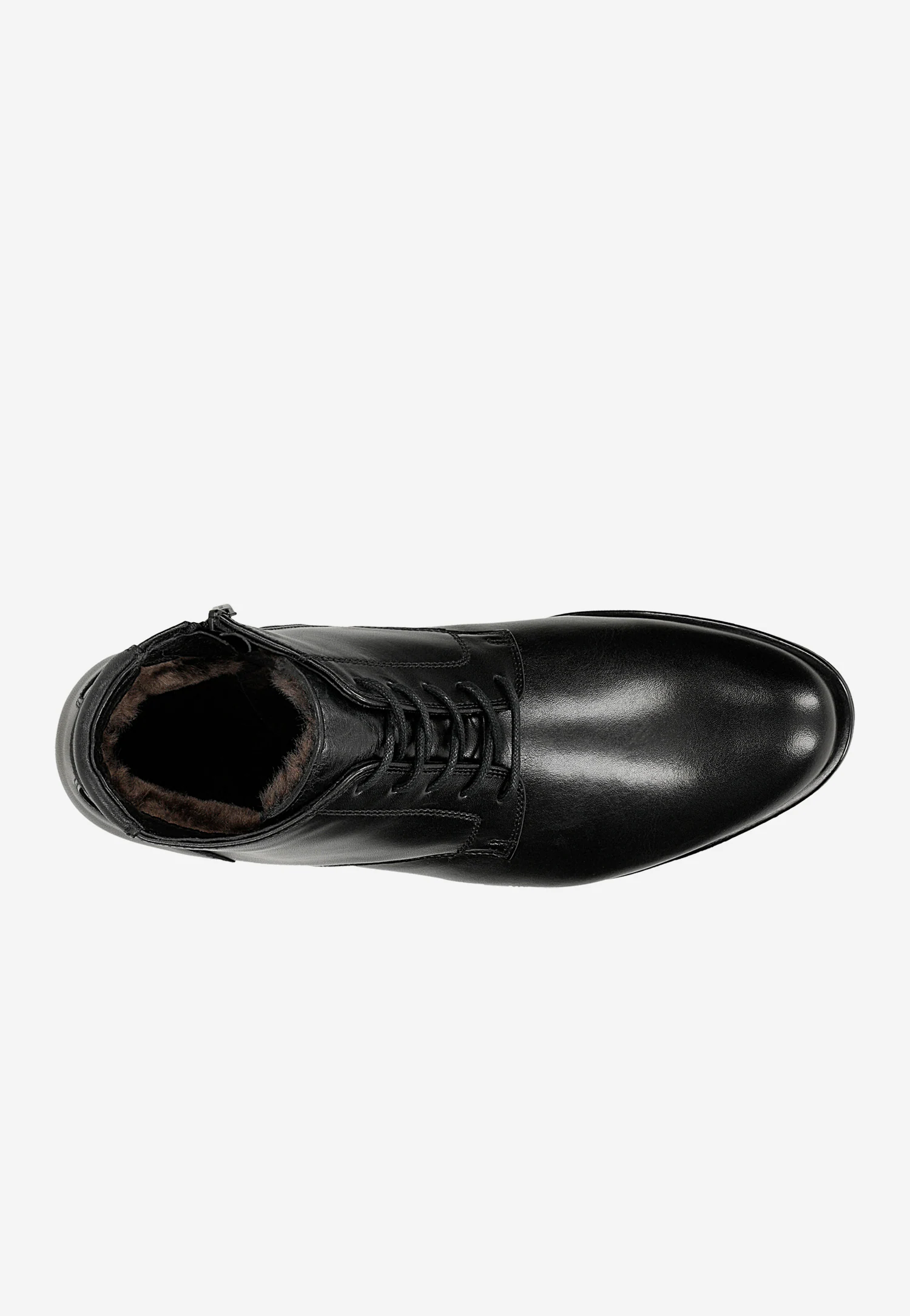 Czarne zimowe trzewiki męskie ze skóry licowej