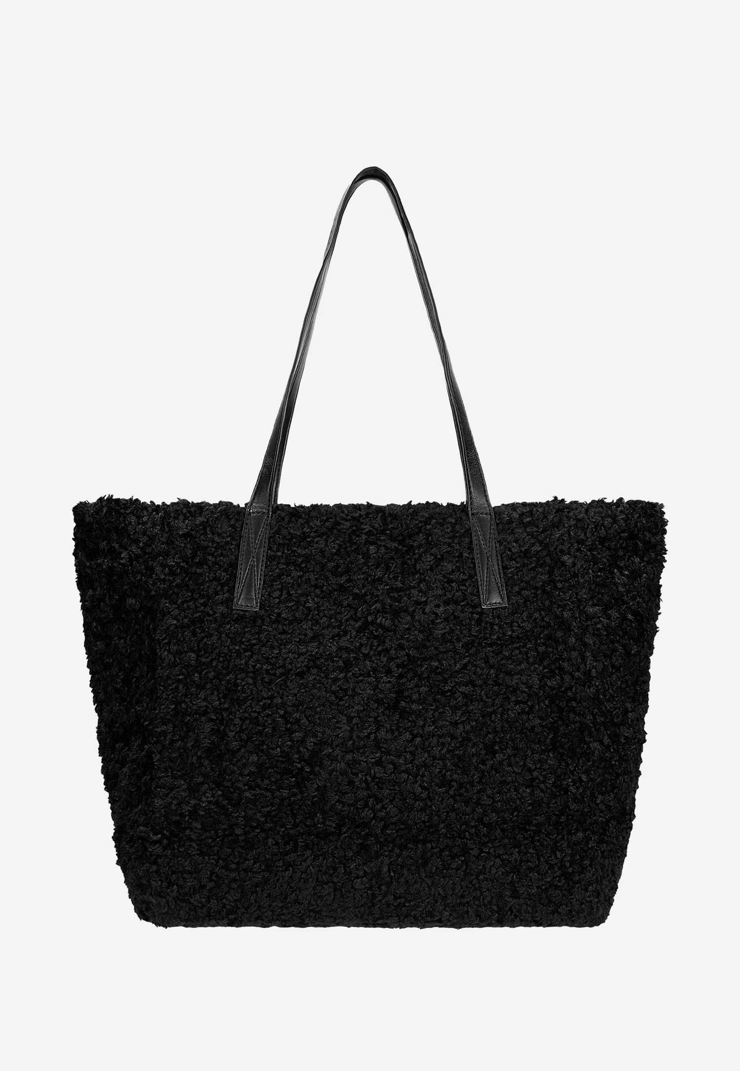 RELAKS duża czarna torebka z futerkiem typu baranek