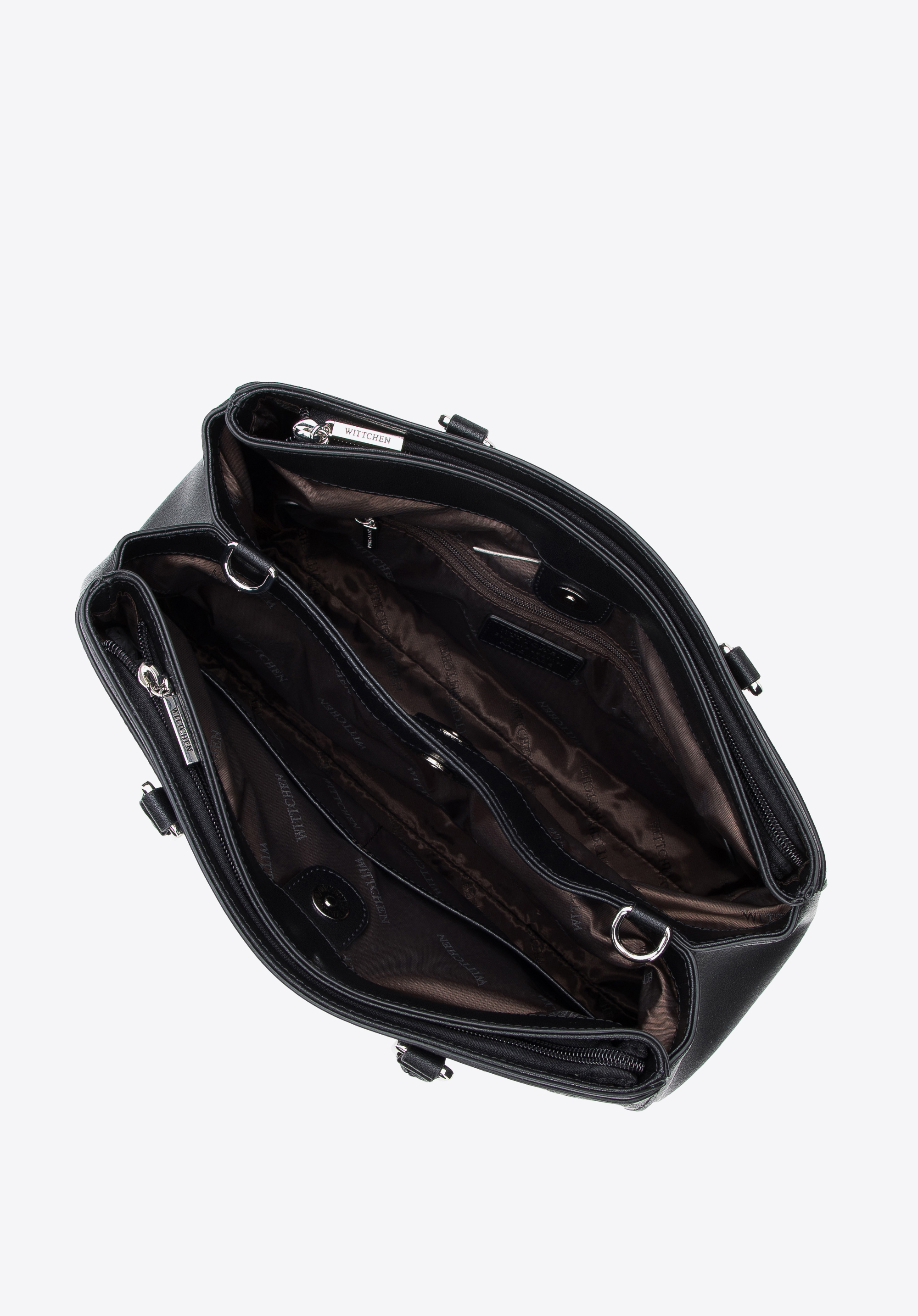 Torebka kuferek ze skóry tłoczonej w monogram