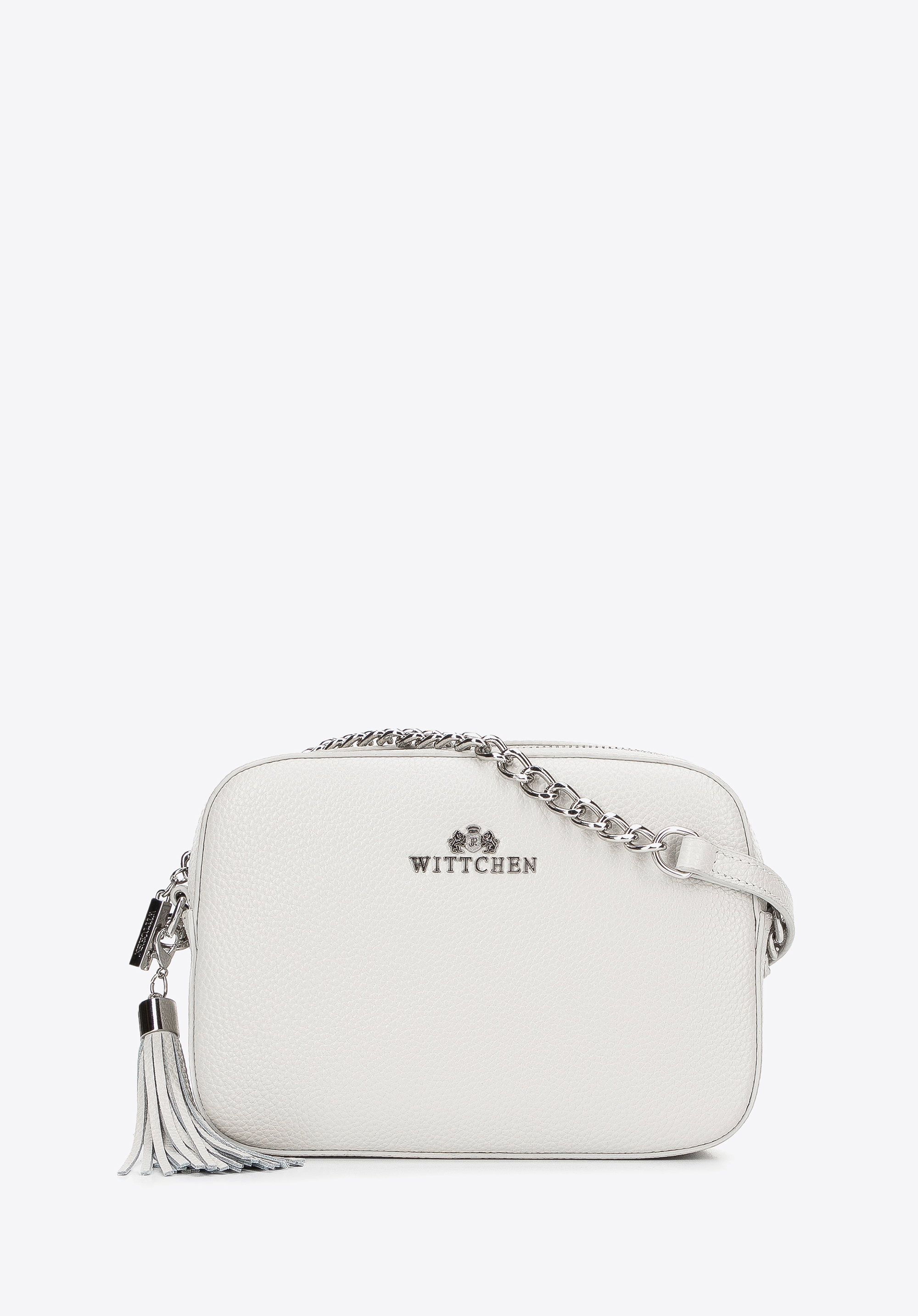 Damska listonoszka skórzana pudełkowa na łańcuszku