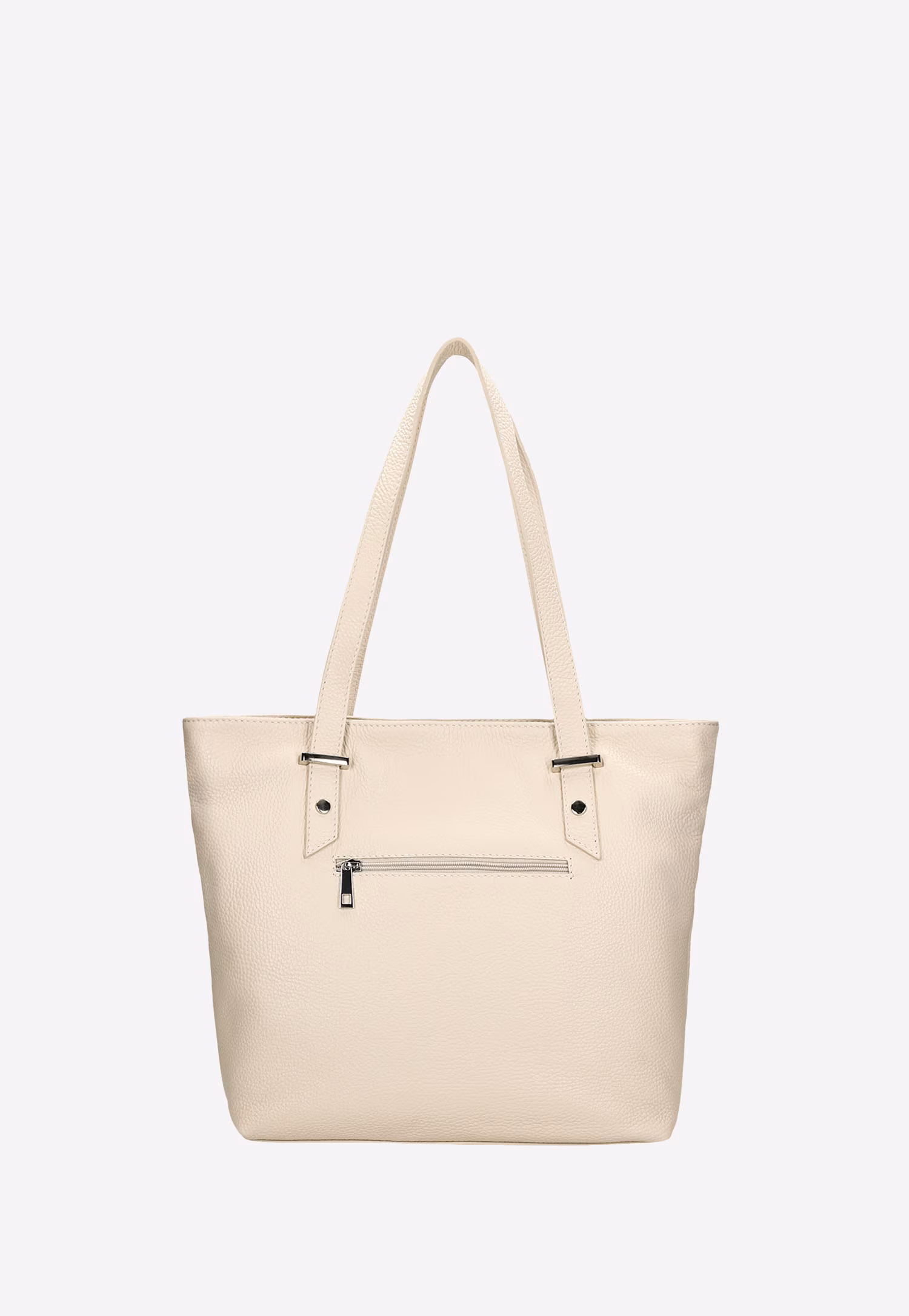 Duża beżowa torebka damska ze skóry licowej