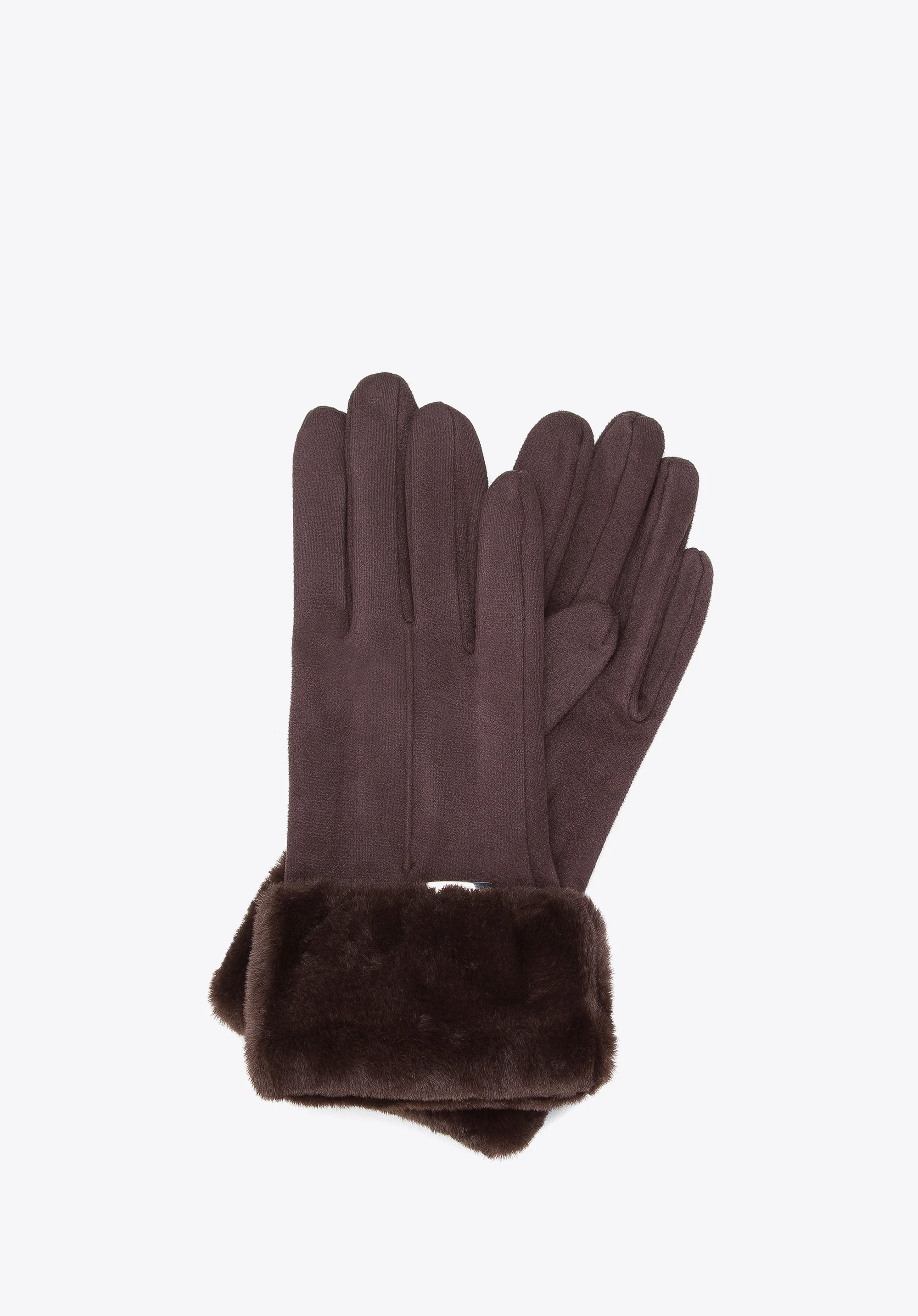 Damskie rękawiczki ze sztucznym futerkiem