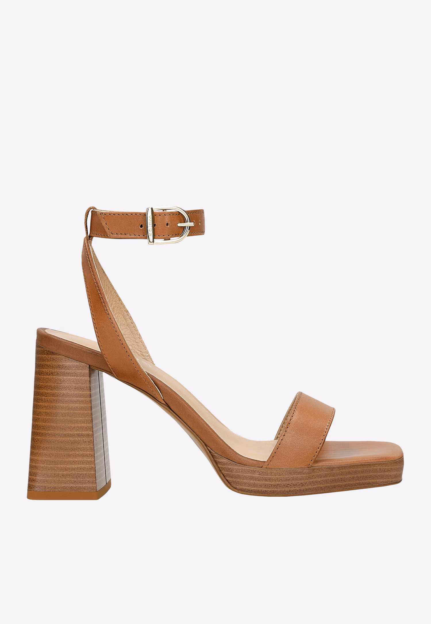 Brązowe sandały na wysokim, masywnym obcasie