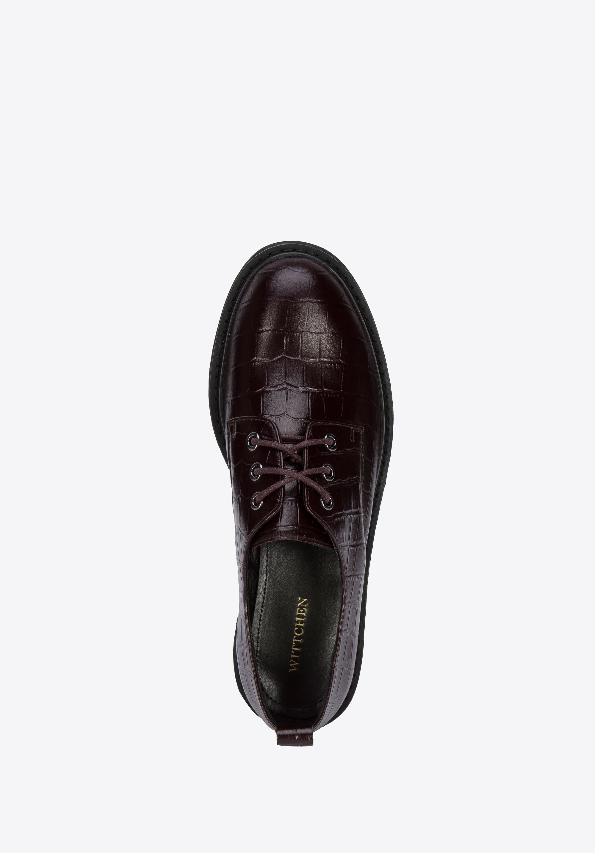 Damskie półbuty ze skóry croco na platformie