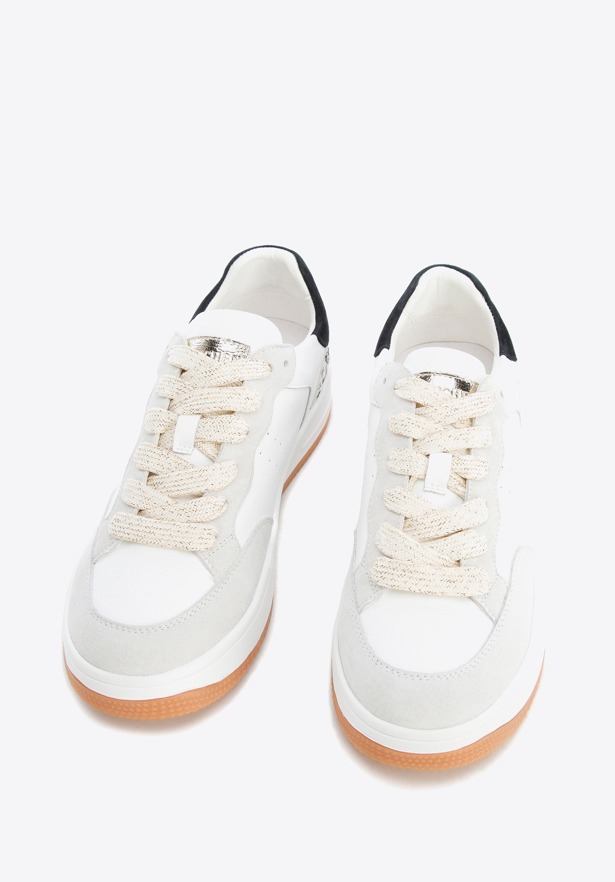 Damskie sneakersy skórzane ze wstawką z motywem zwierzęcym