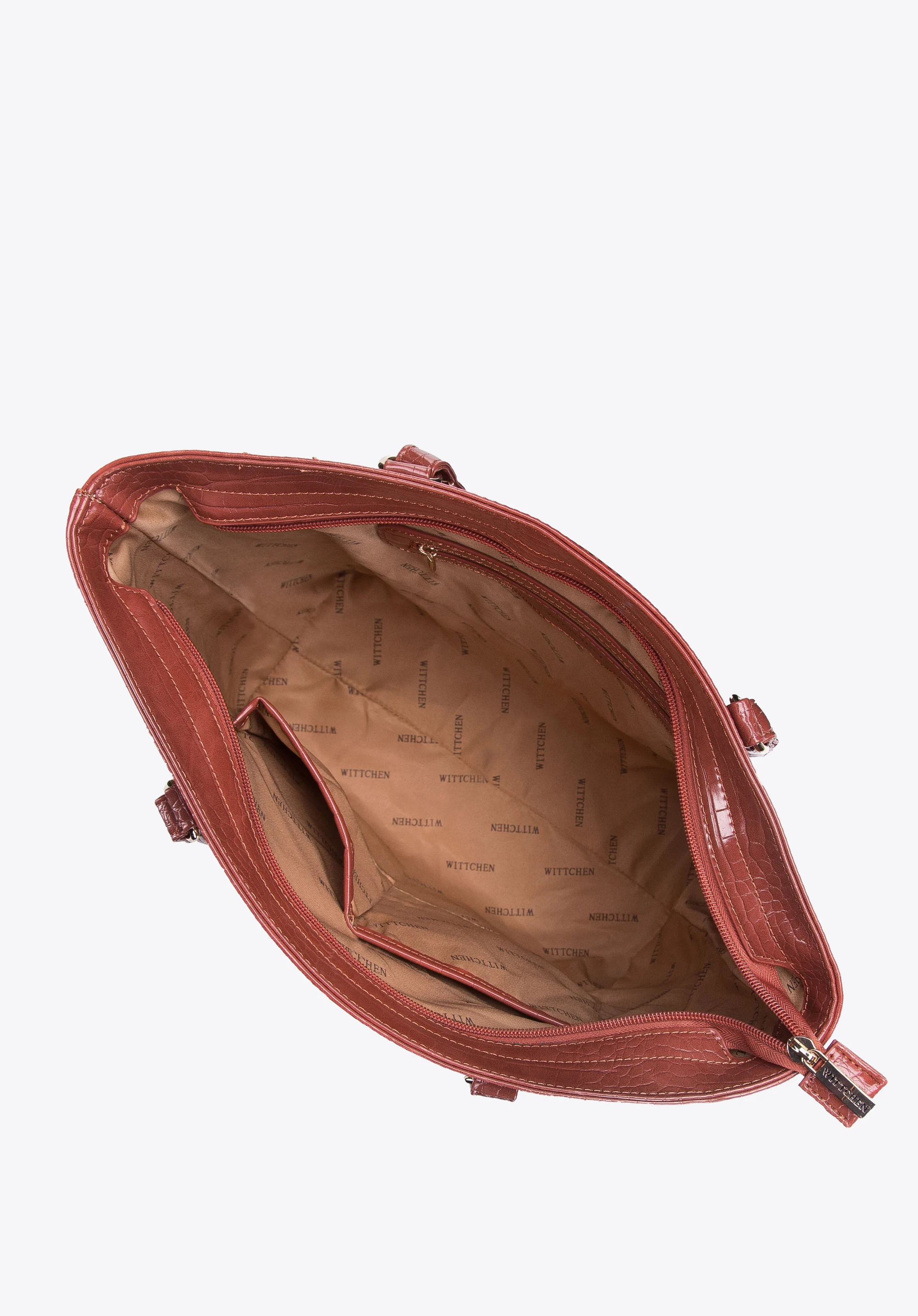 Torebka shopperka z ekoskóry o fakturze croco