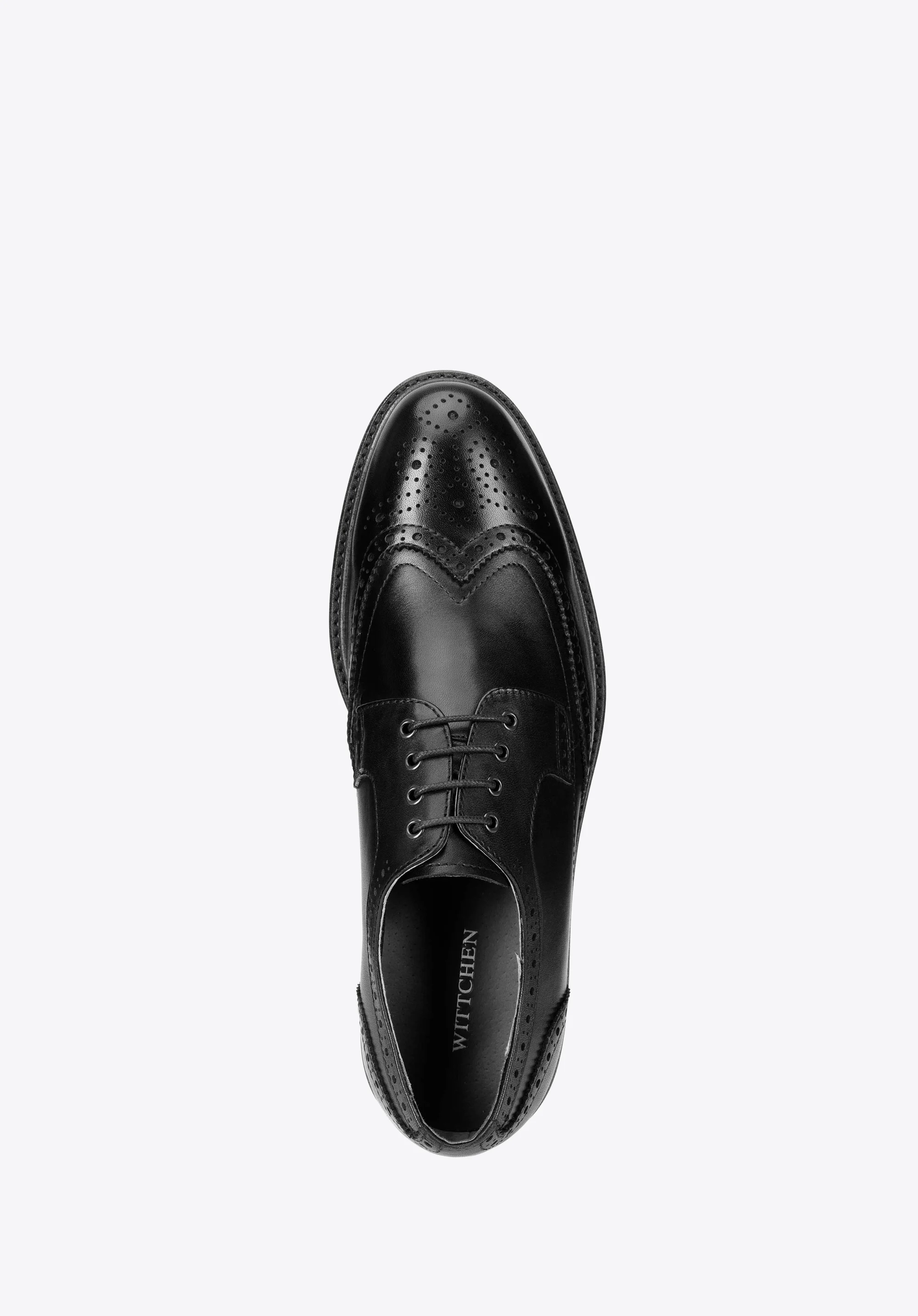 Męskie brogsy ze skóry licowej z perforacjami