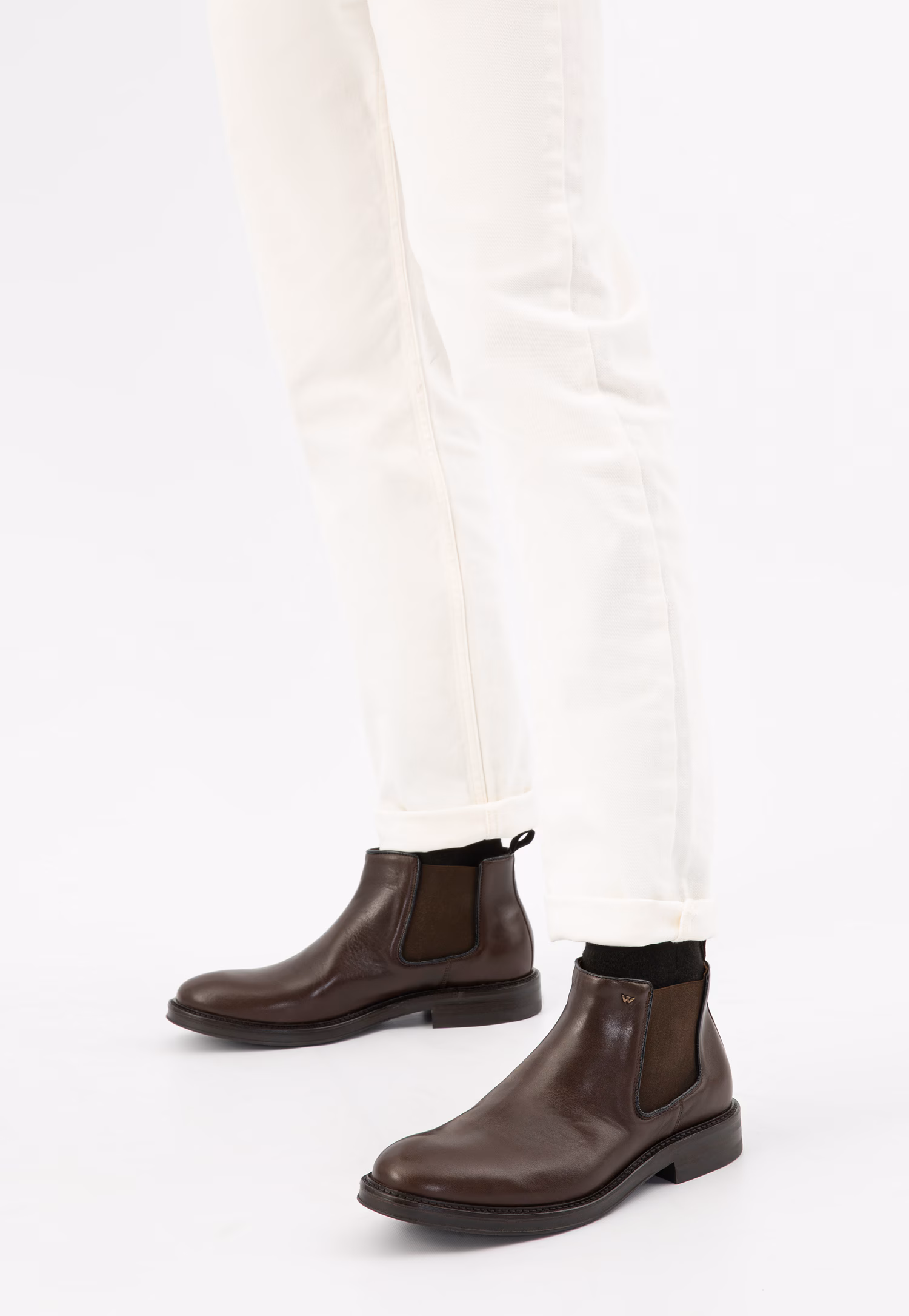 Ciemnobrązowe sztyblety męskie ze skóry licowej