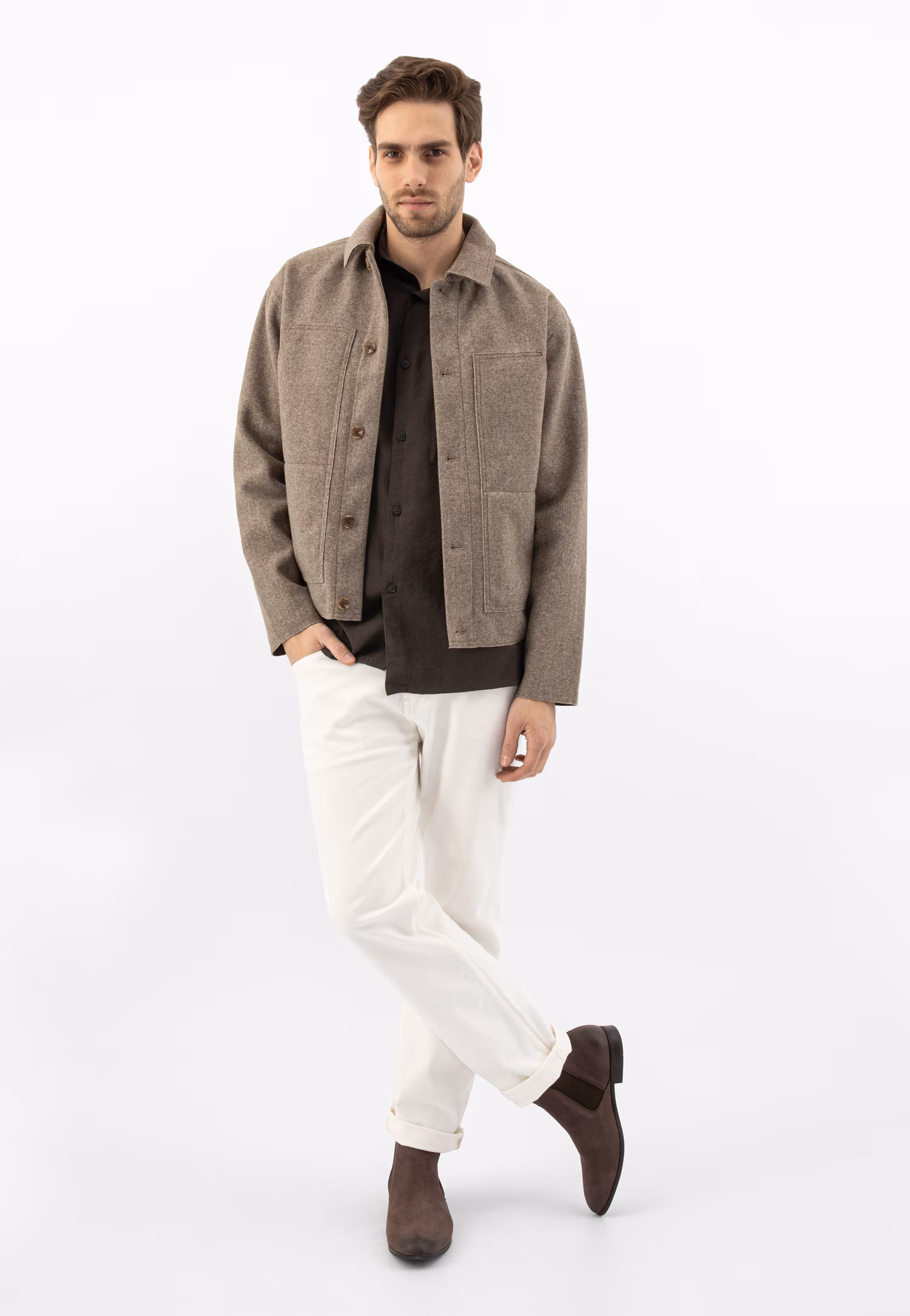 Brązowe sztyblety męskie w stylu miejskim