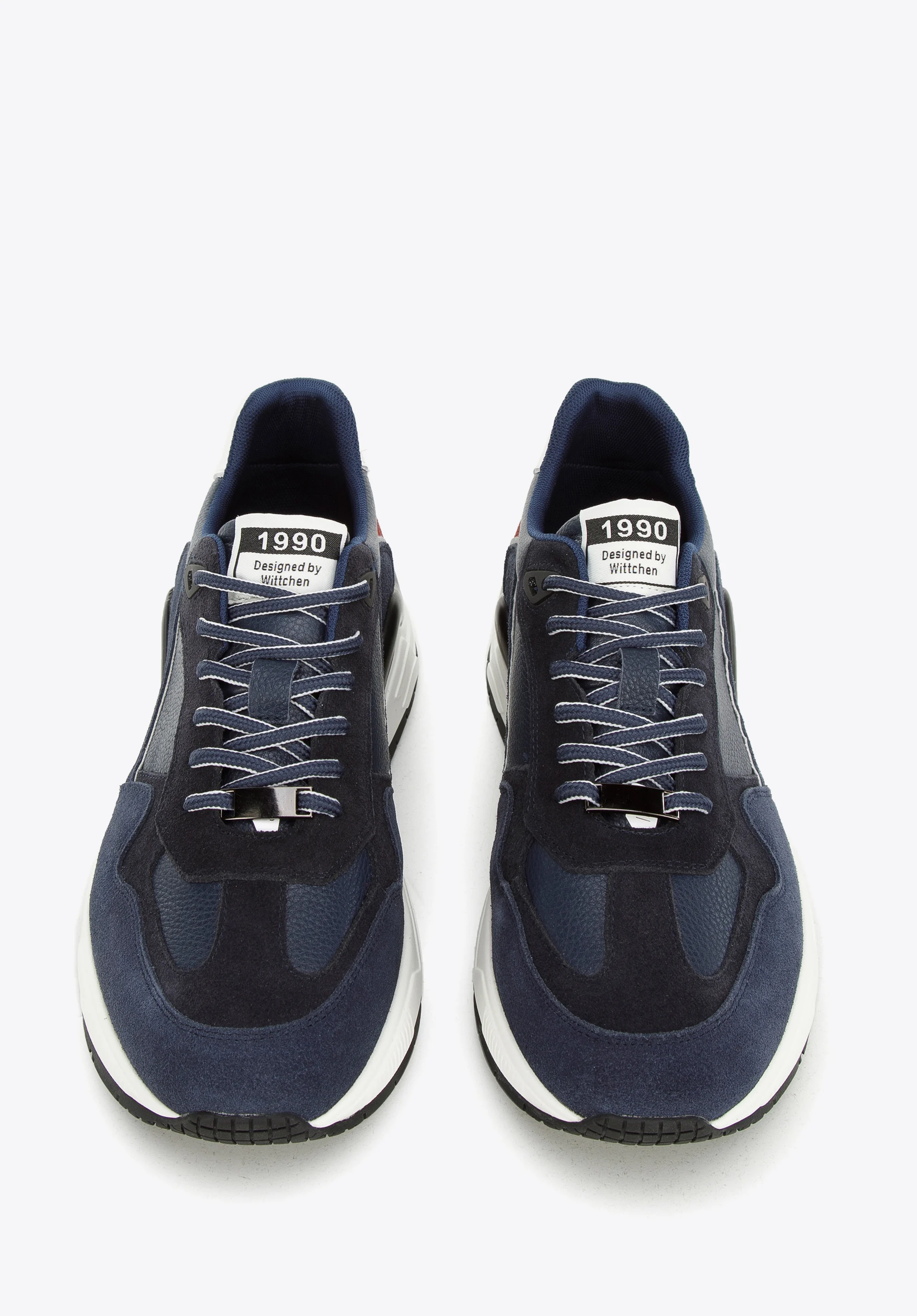 Męskie sneakersy skórzane z motywem w jodełkę