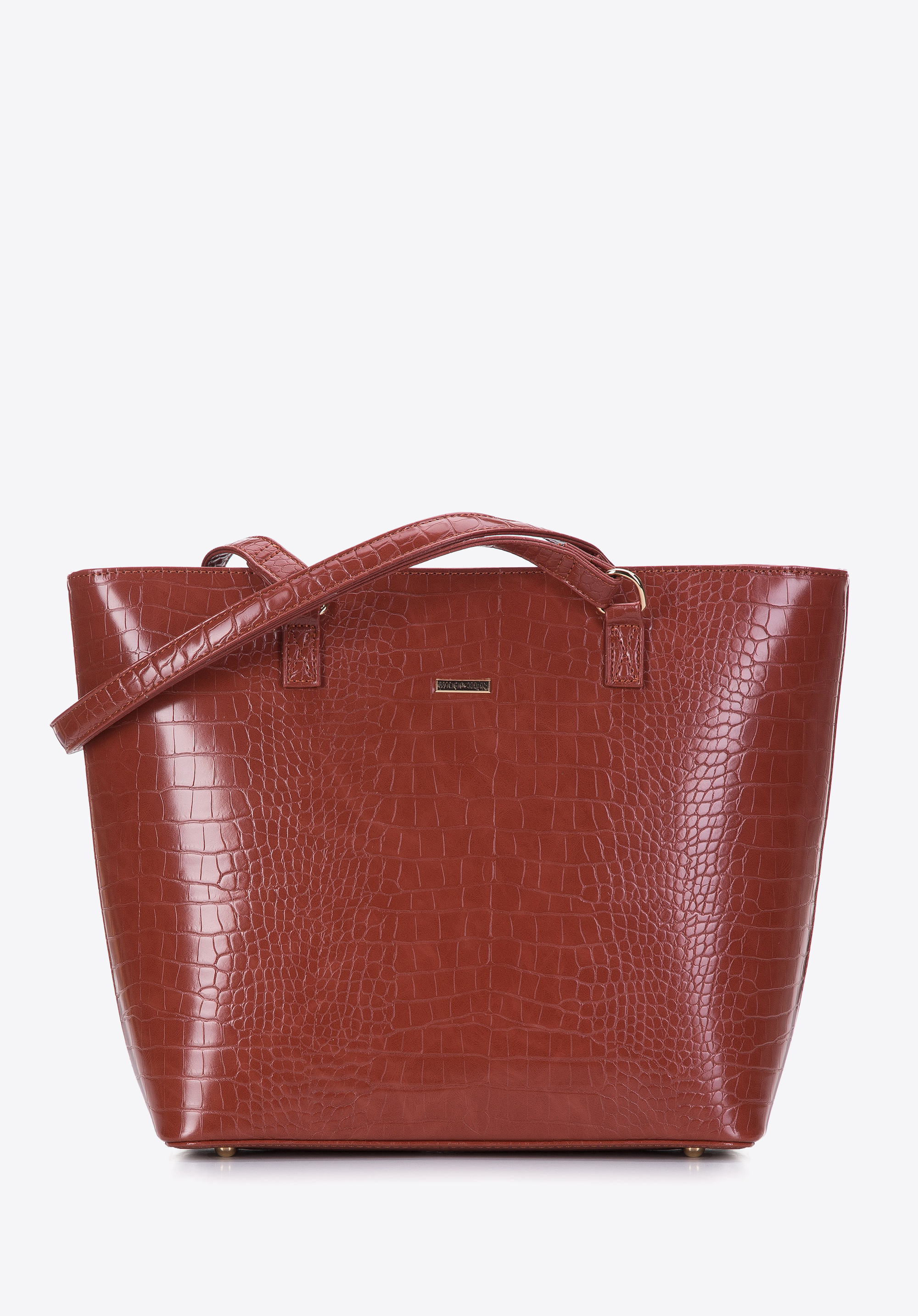 Torebka shopperka z ekoskóry o fakturze croco