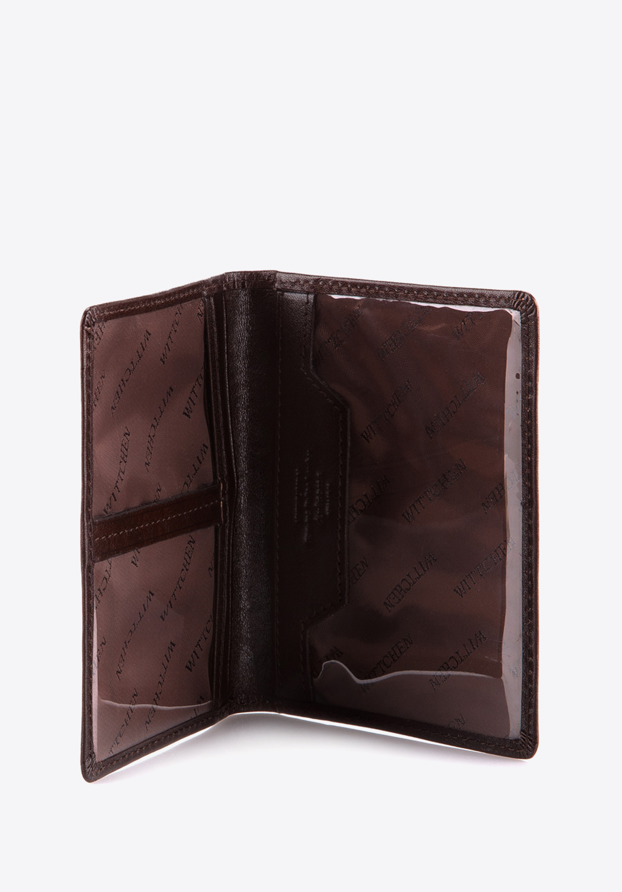 Etui na dokumenty skórzane z transparentnymi kieszeniami
