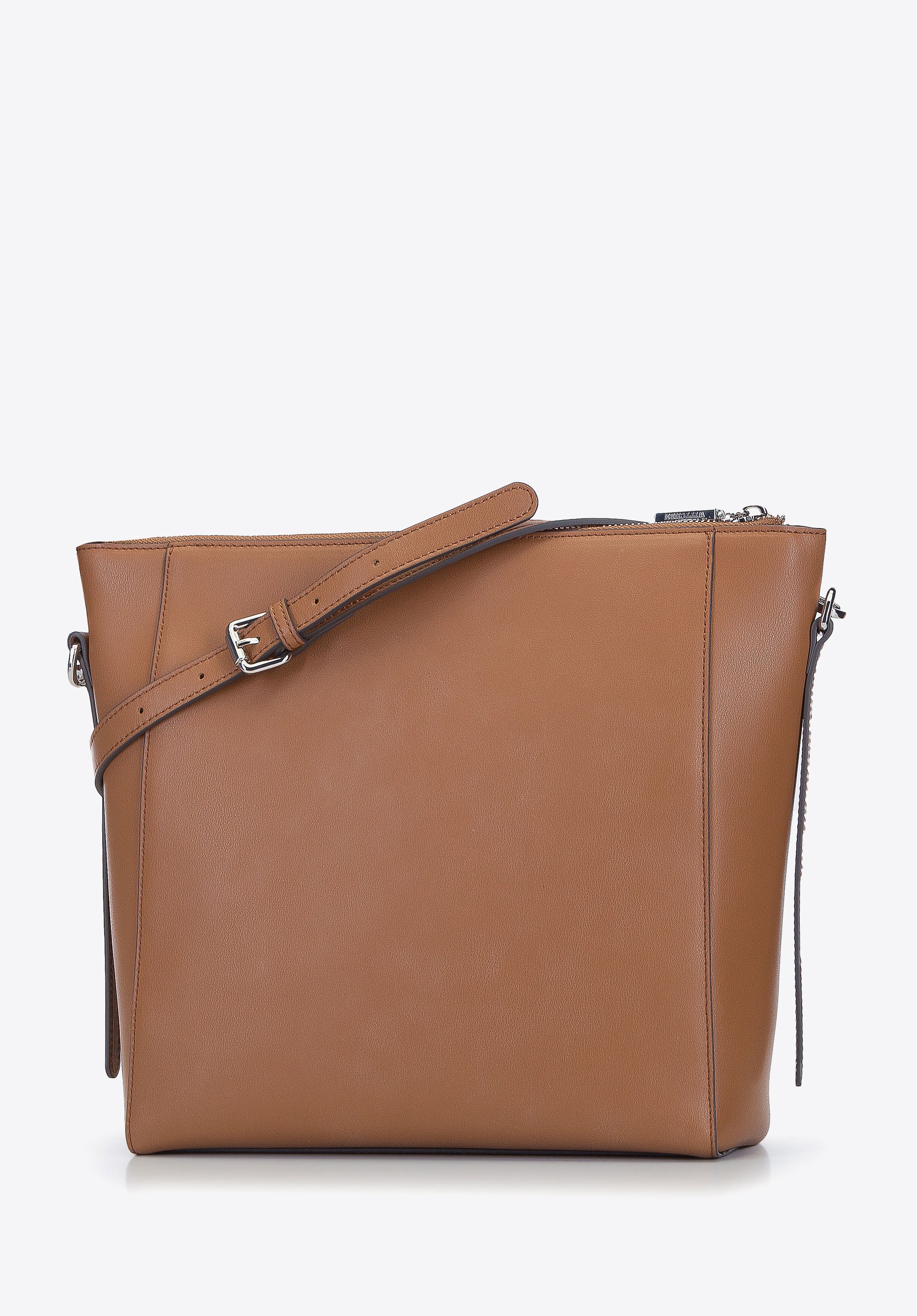 Torebka worek skórzana z pionową kieszonką