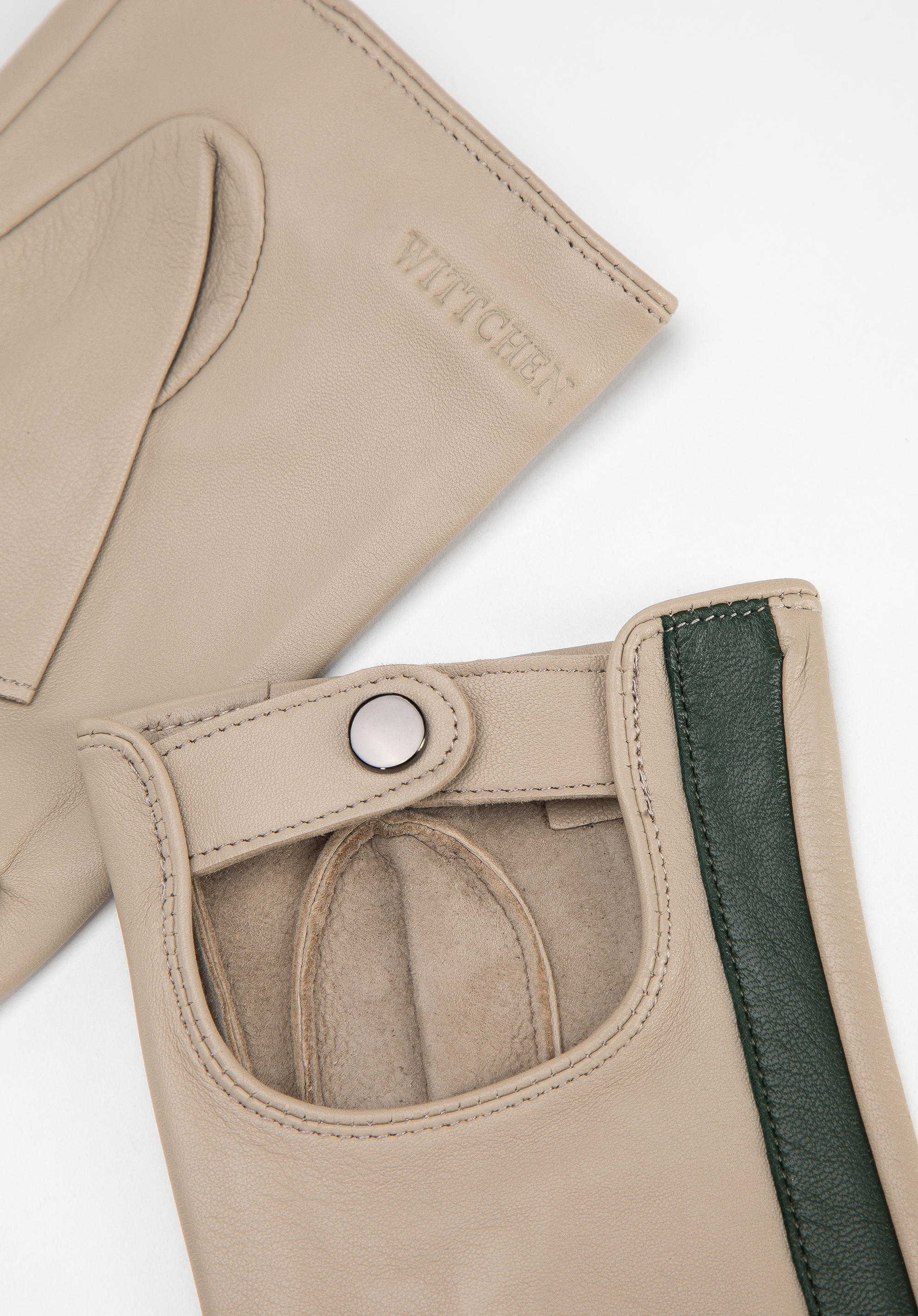 Damskie rękawiczki skórzane bez palców z ozdobnym paskiem