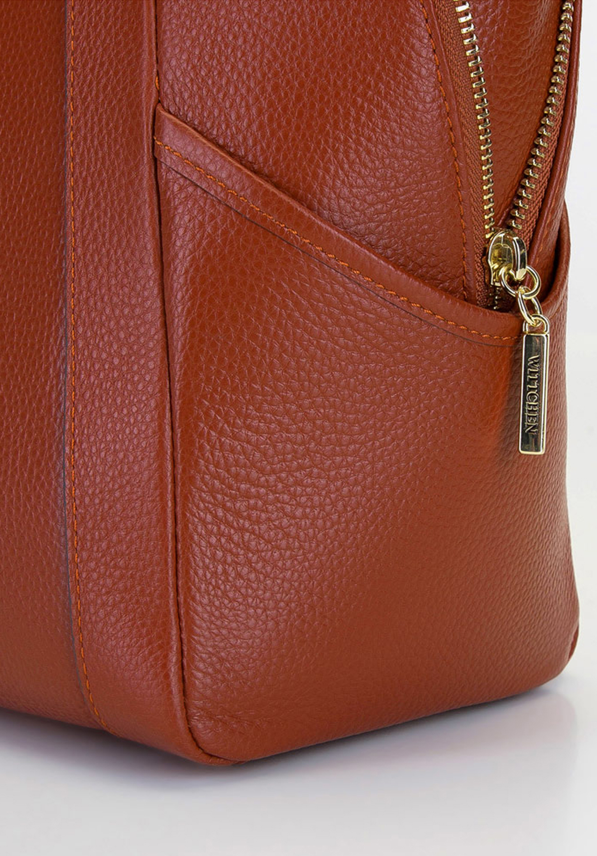 Torebka shopperka ze skóry z ozdobnymi suwakami