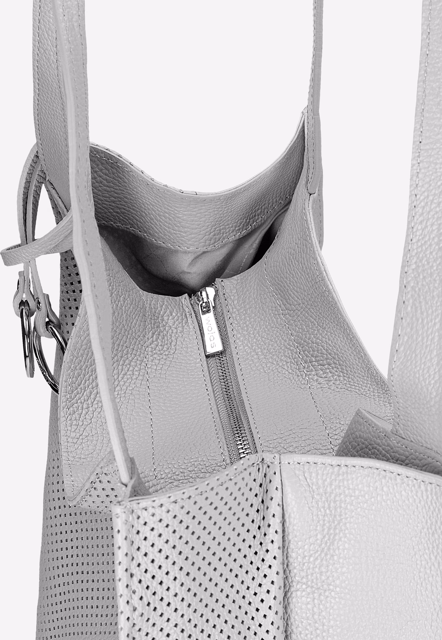 Popielata shopperka z ażurową skórą