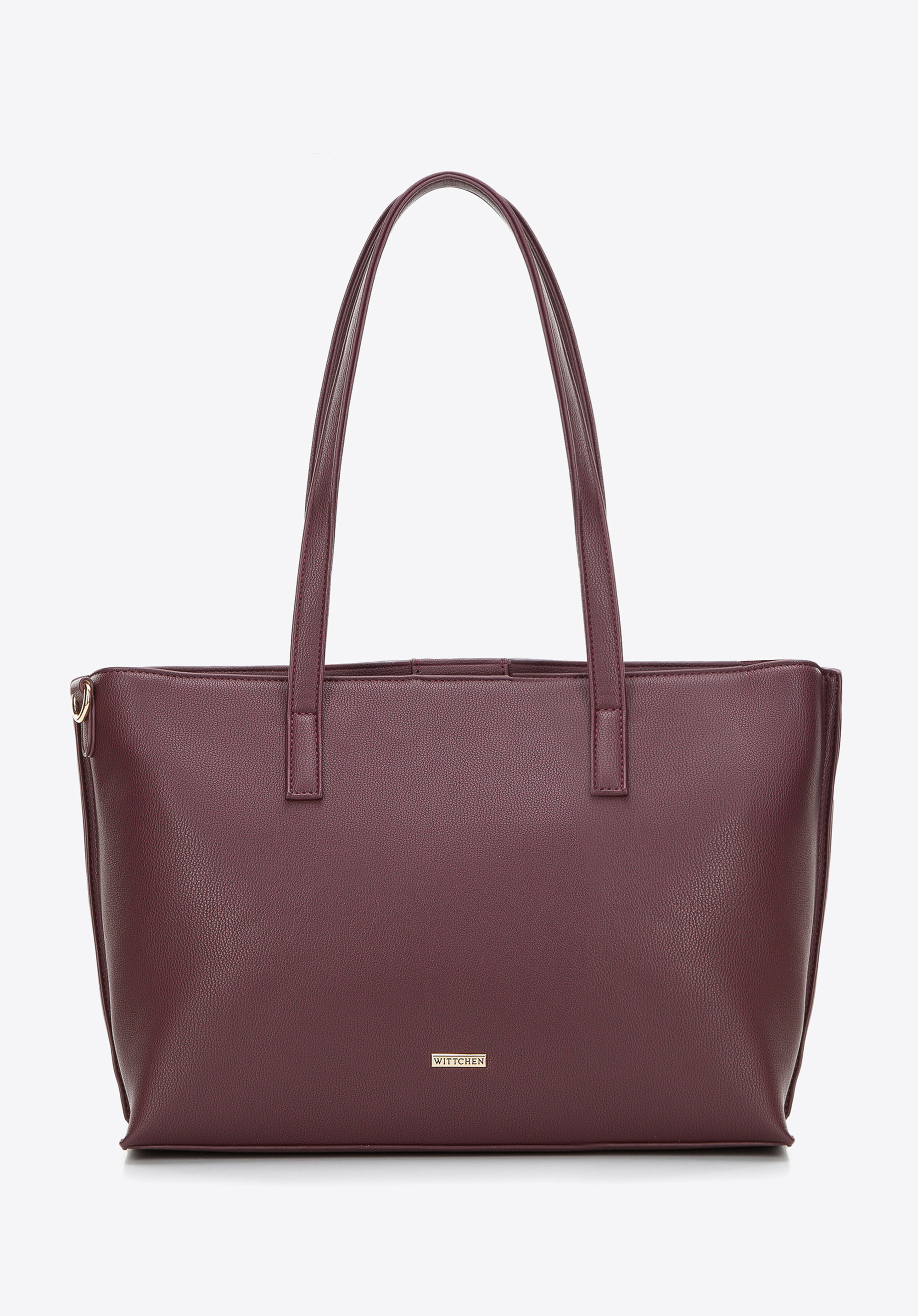 Torebka shopperka z ekoskóry dwukomorowa z obszytymi bokami