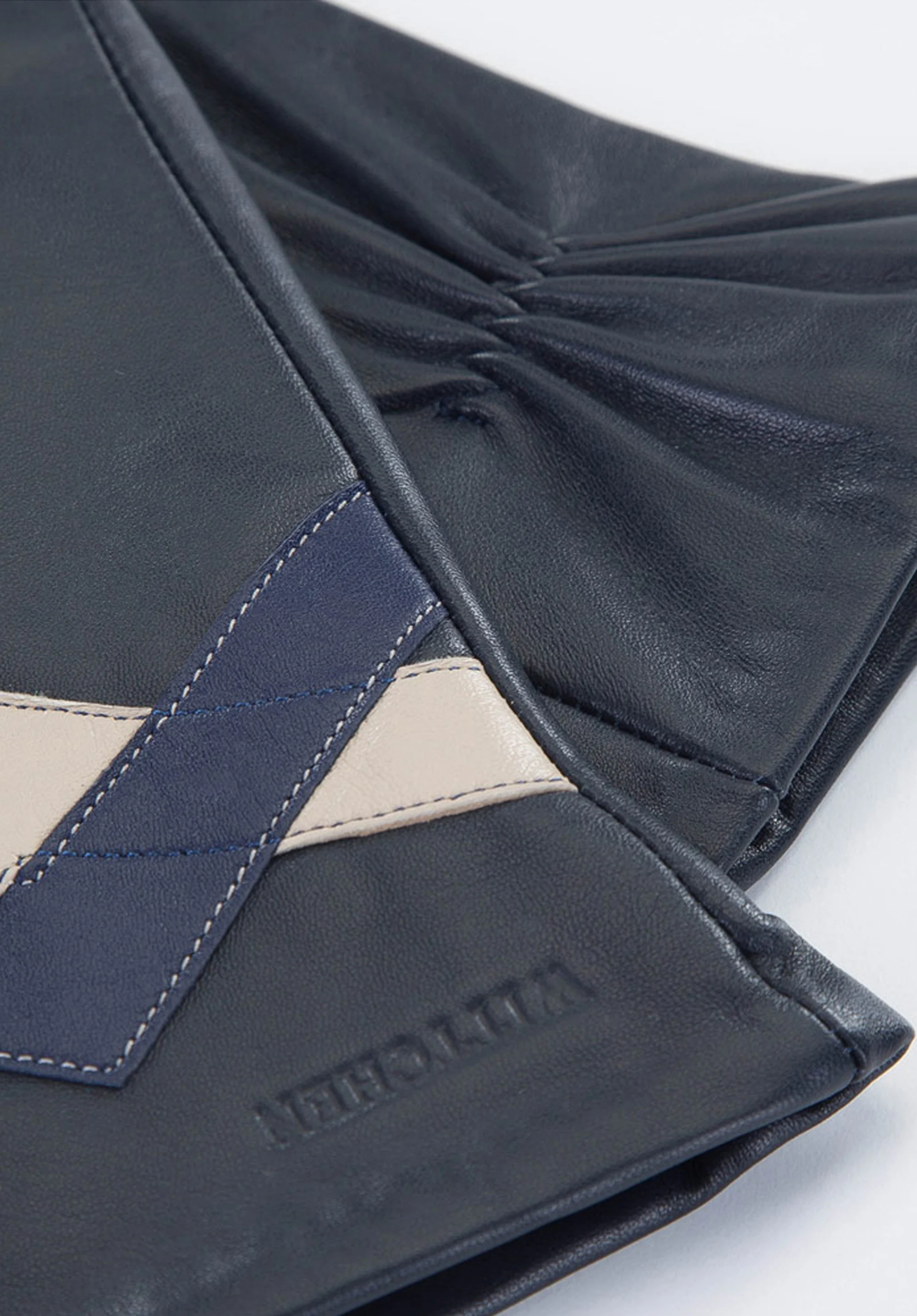 Damskie rękawiczki skórzane kontrastowe