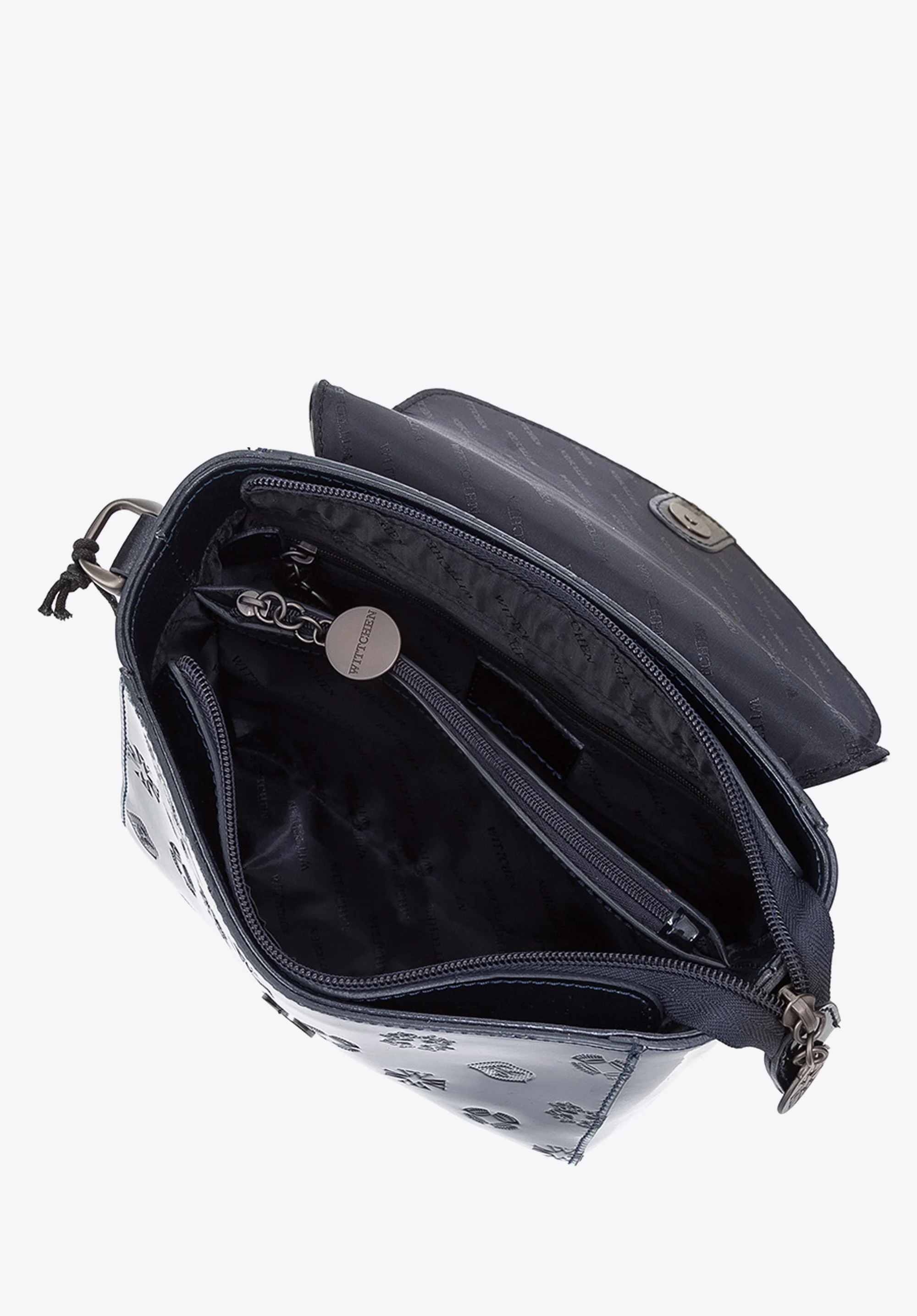 Damska listonoszka ze skóry lakierowanej wytłaczana