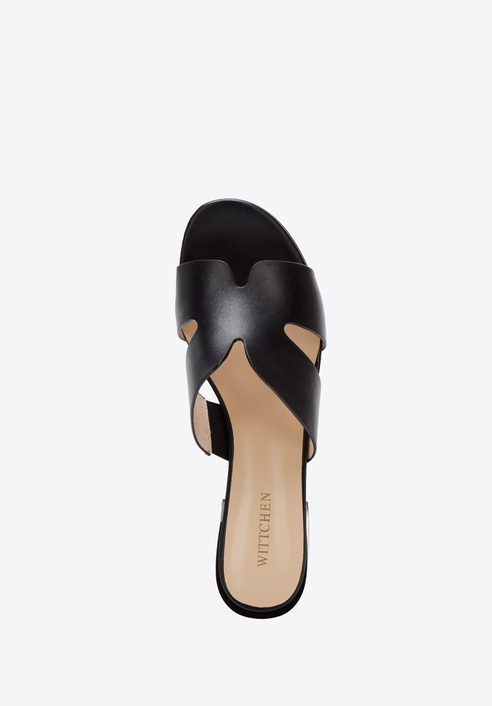 Damskie klapki skórzane proste na słupku