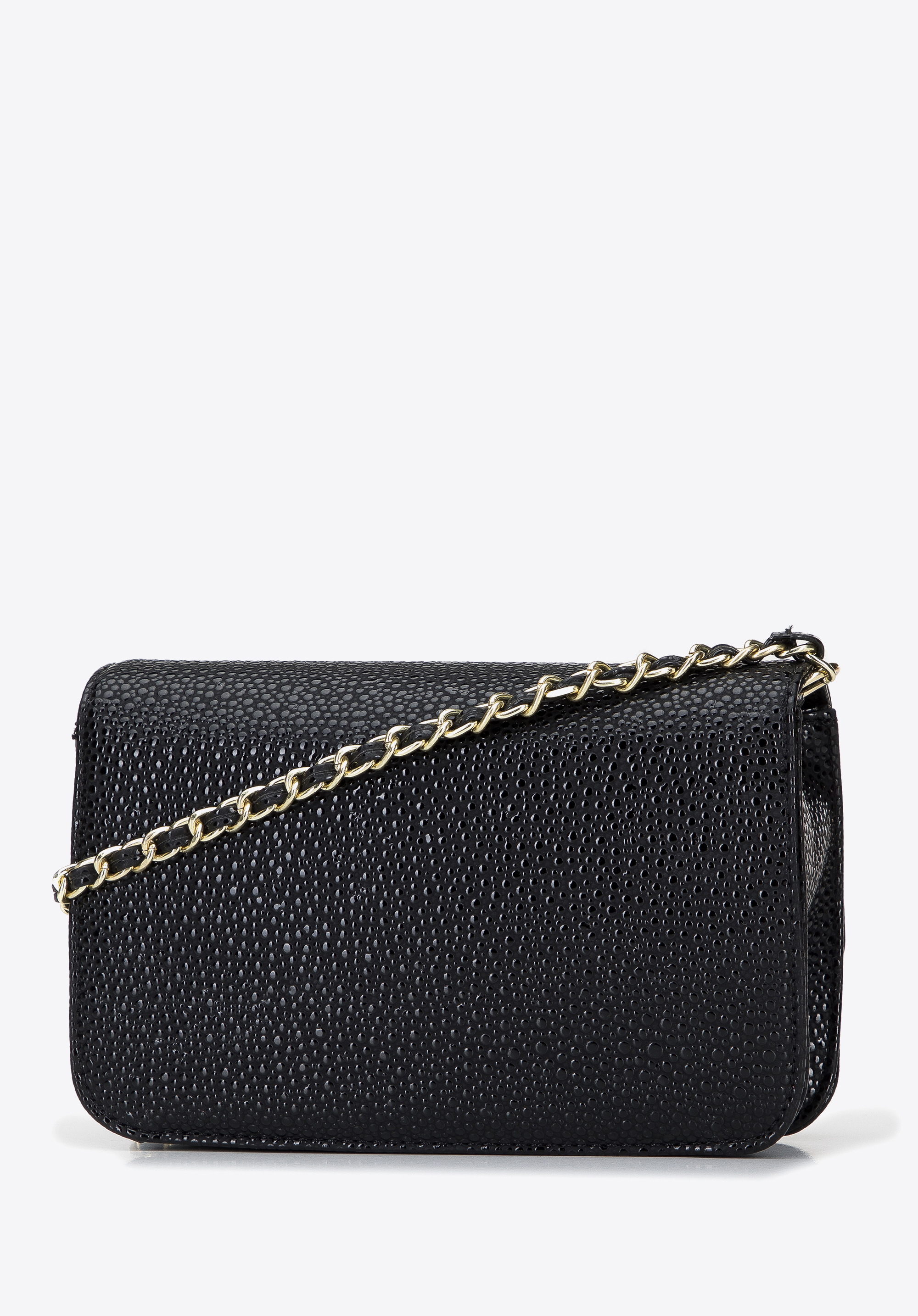 Damska listonoszka z połyskującej ekoskóry na łańcuszku