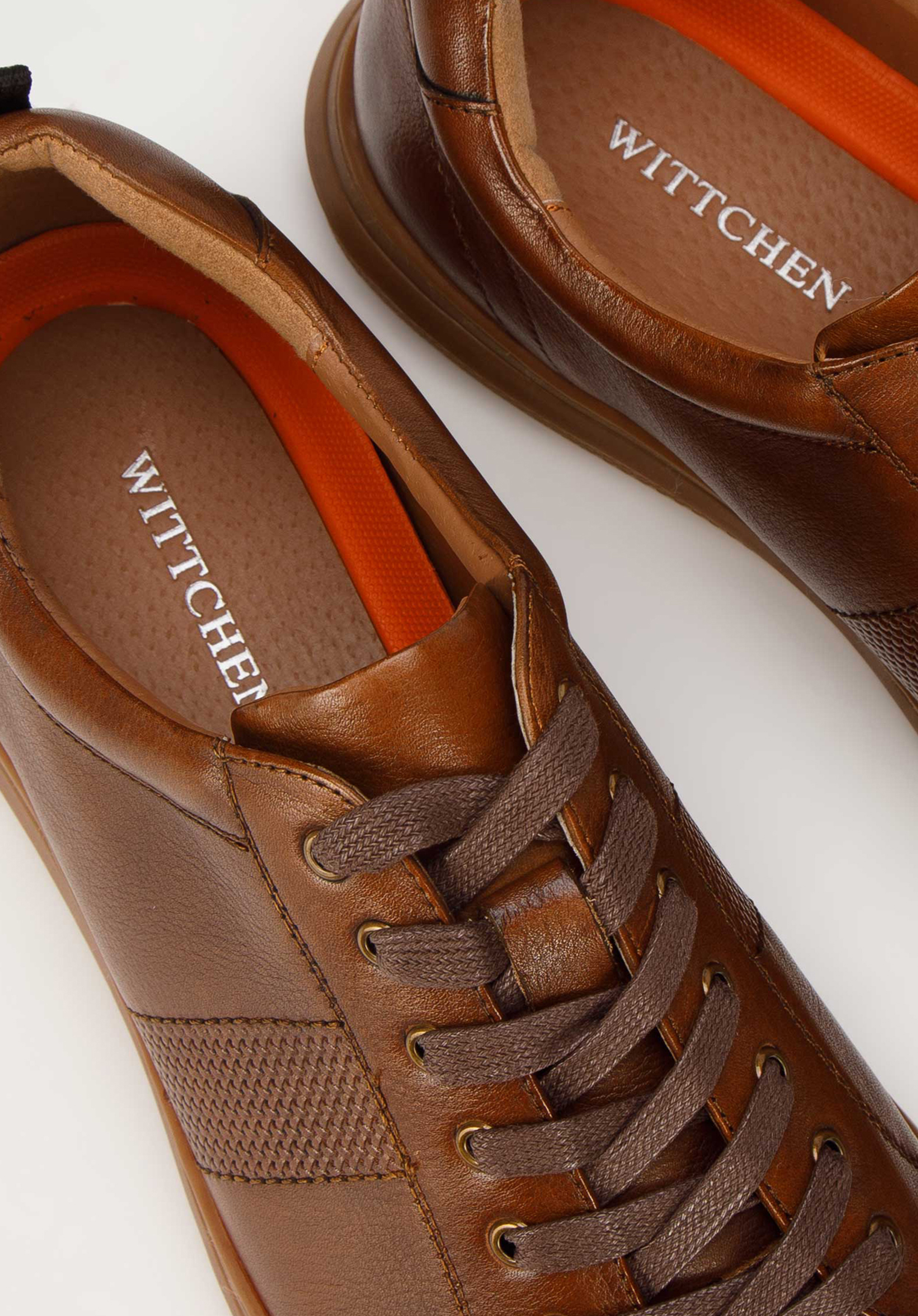 Męskie sneakersy skórzane z motywem plecionki po bokach