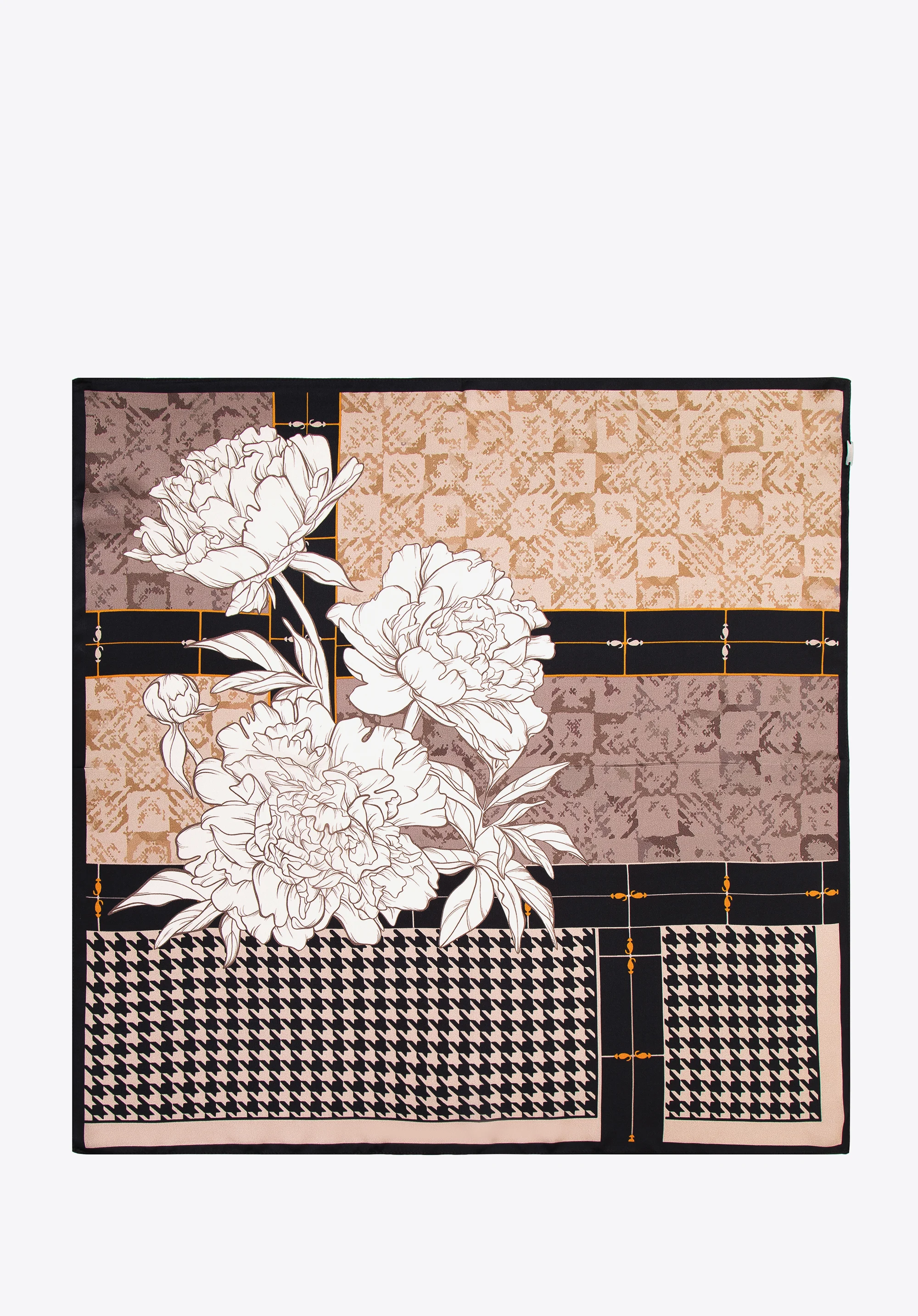 Damska chusta jedwabna we wzory duża