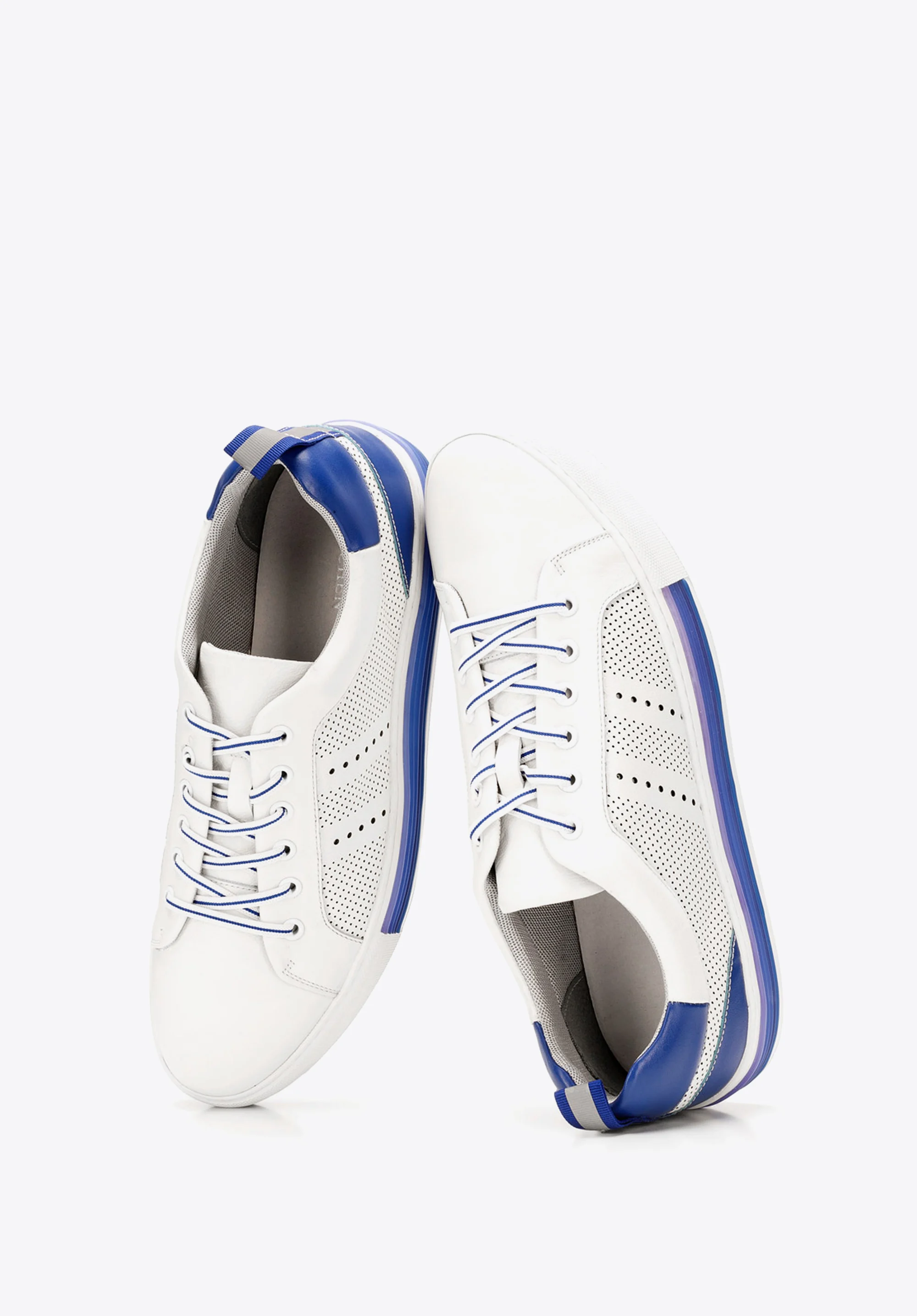 Męskie sneakersy skórzane z perforacjami