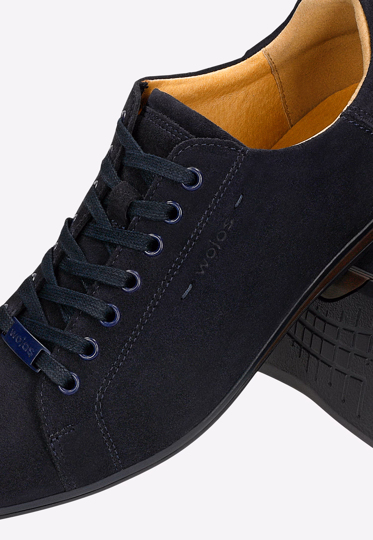 Granatowe sneakersy męskie z dwoiny welurowej