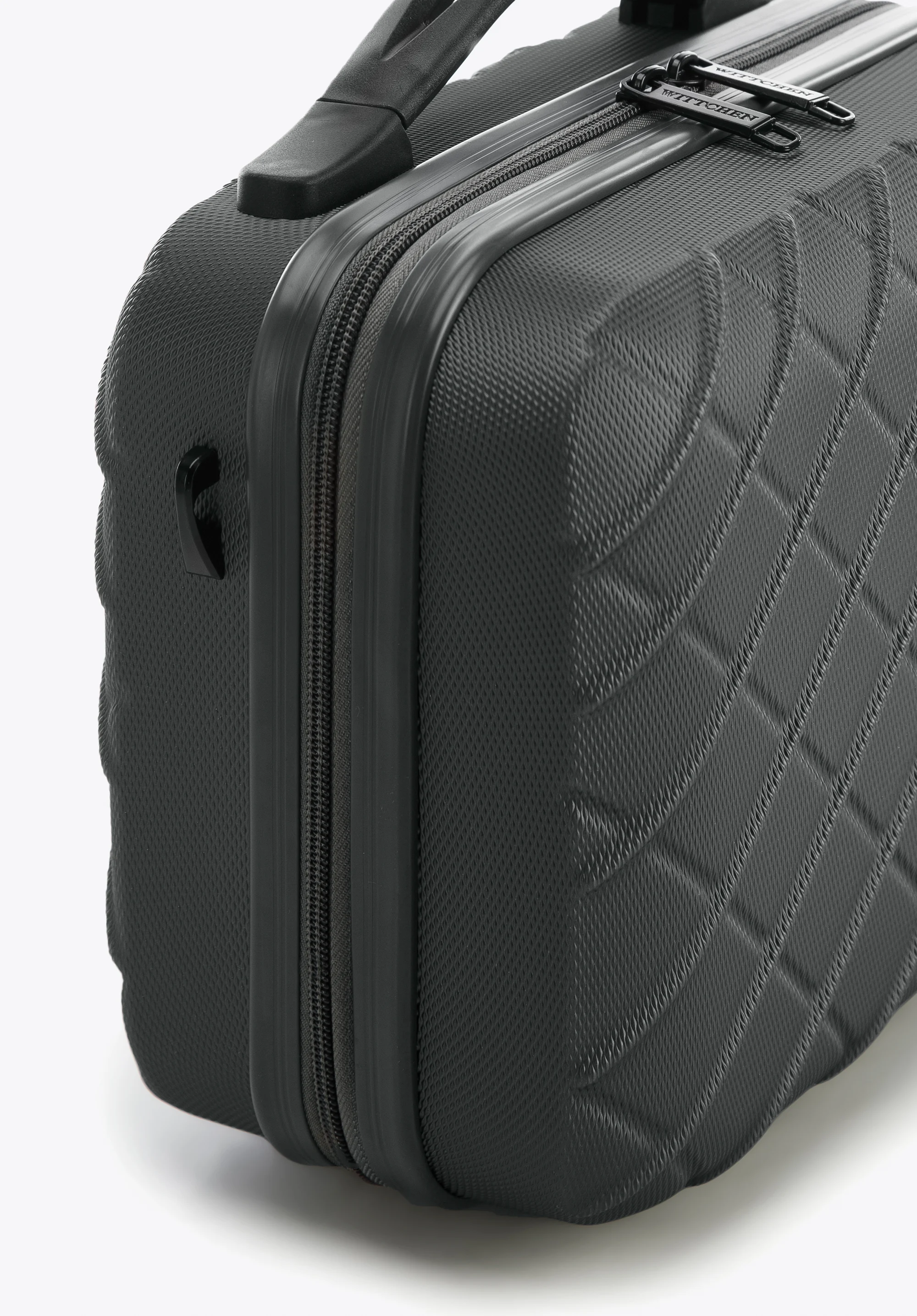 Średnia walizka z ABS-u w ukośną kratkę