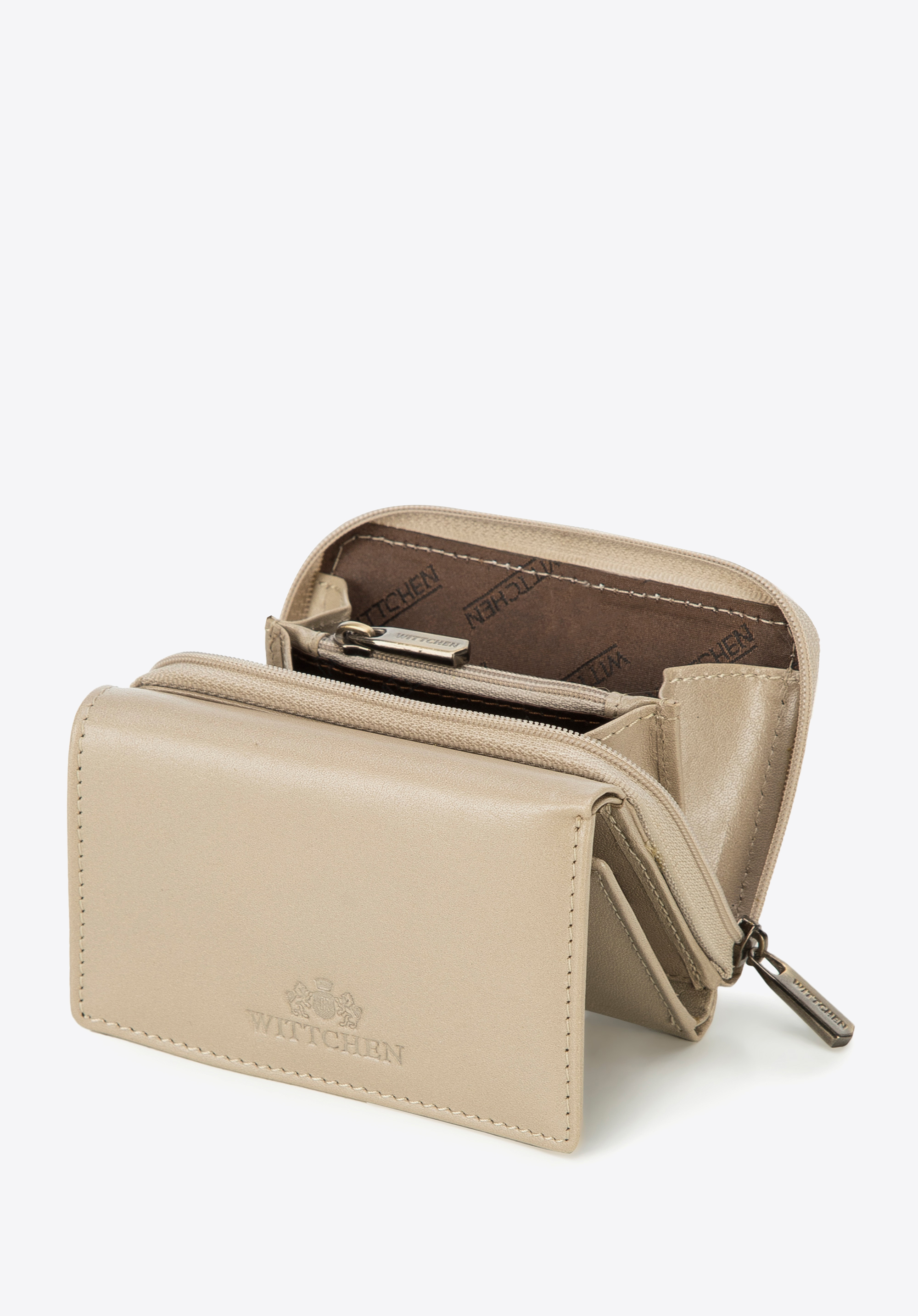 Damski portfel z gładkiej skóry dwustronny mały