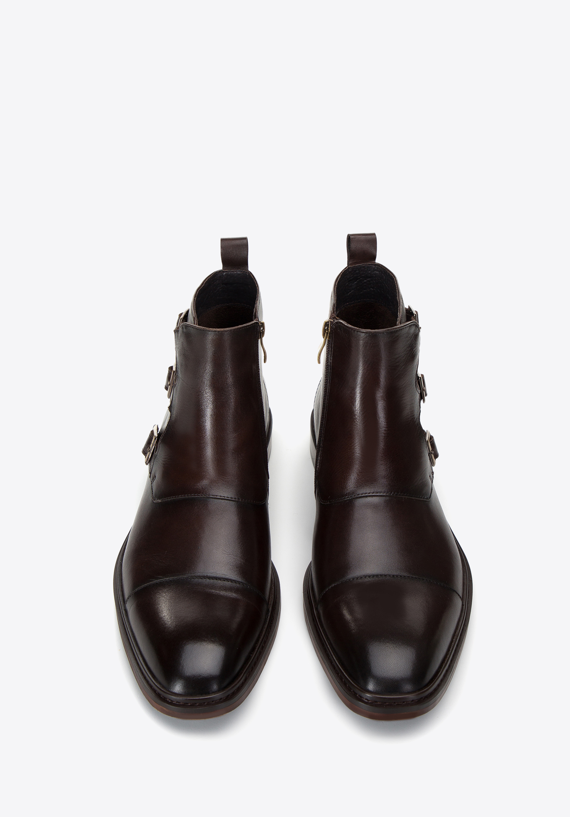 Męskie trzewiki skórzane z klamrami