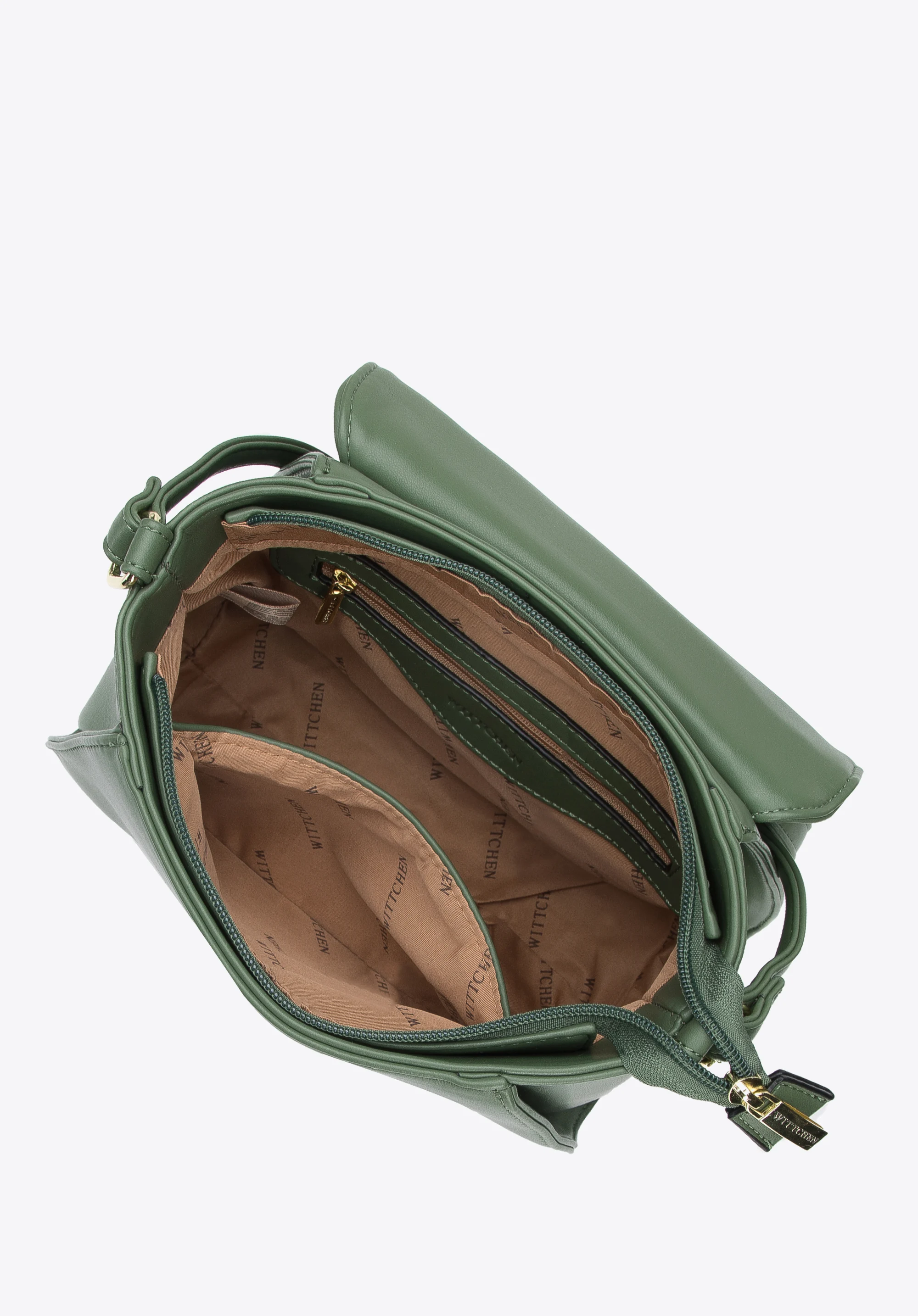 Damska listonoszka z ekoskóry z geometryczną klapą