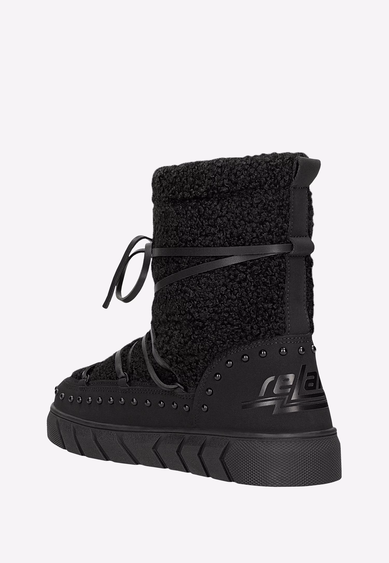 RELAKS czarne śniegowce damskie z futerkiem typu baranek