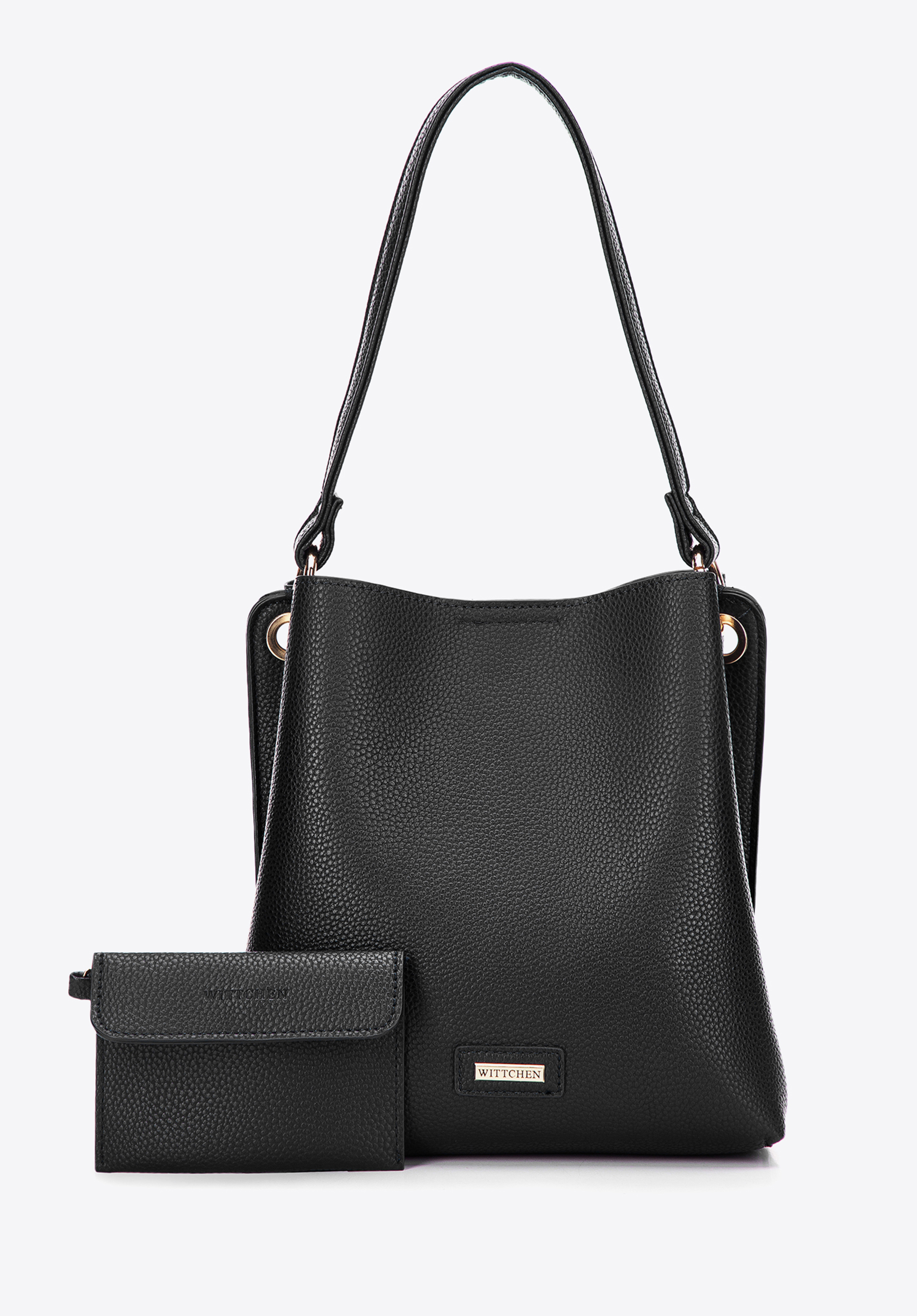 Torebka worek z ekoskóry dwukomorowa z etui