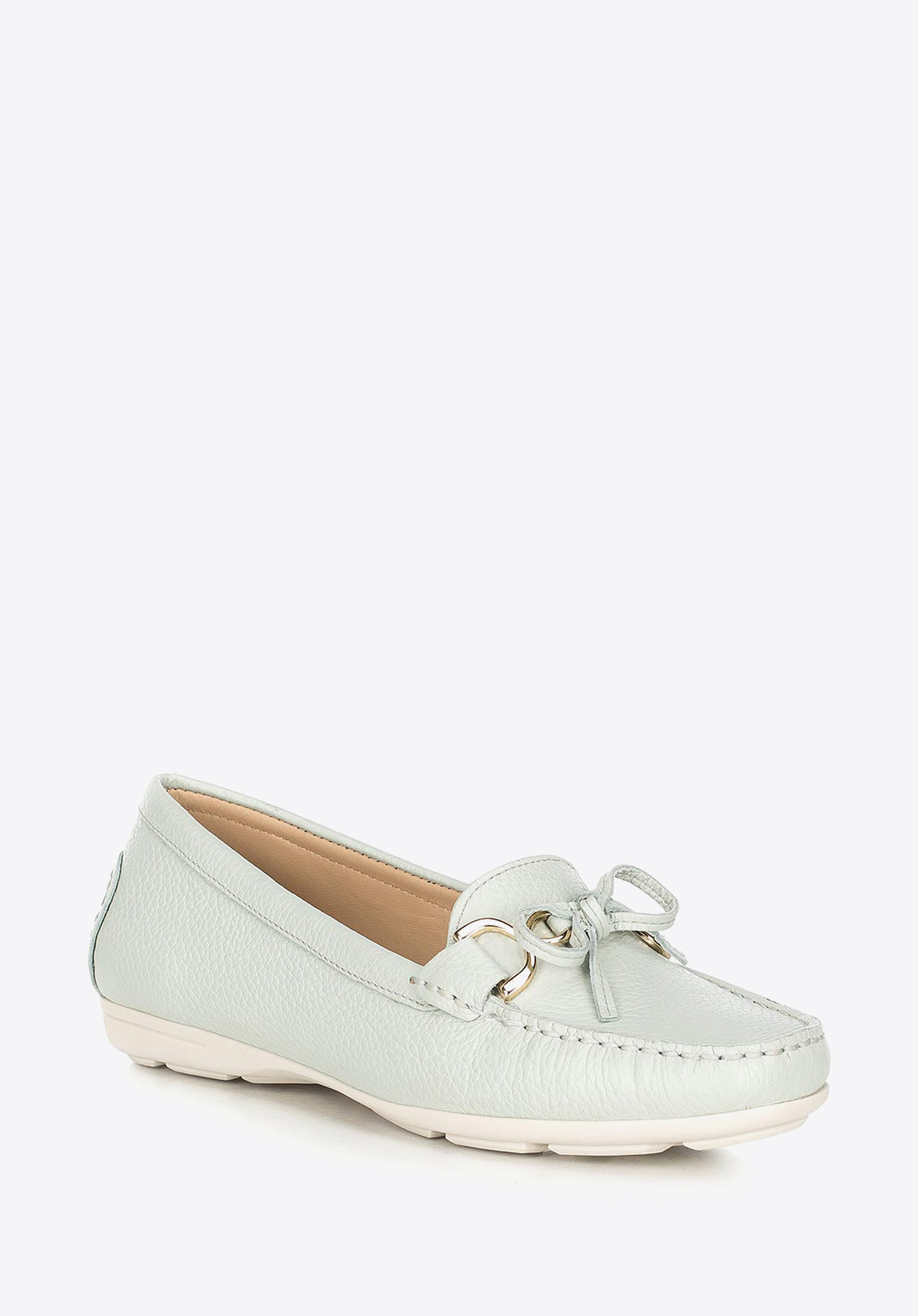 Damskie mokasyny skórzane z kokardką