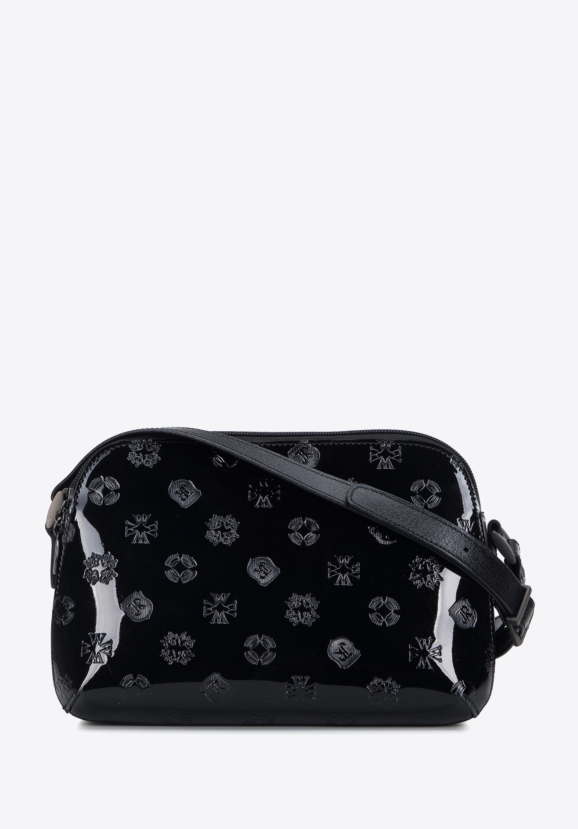 Damska listonoszka skórzana lakierowana z monogramem