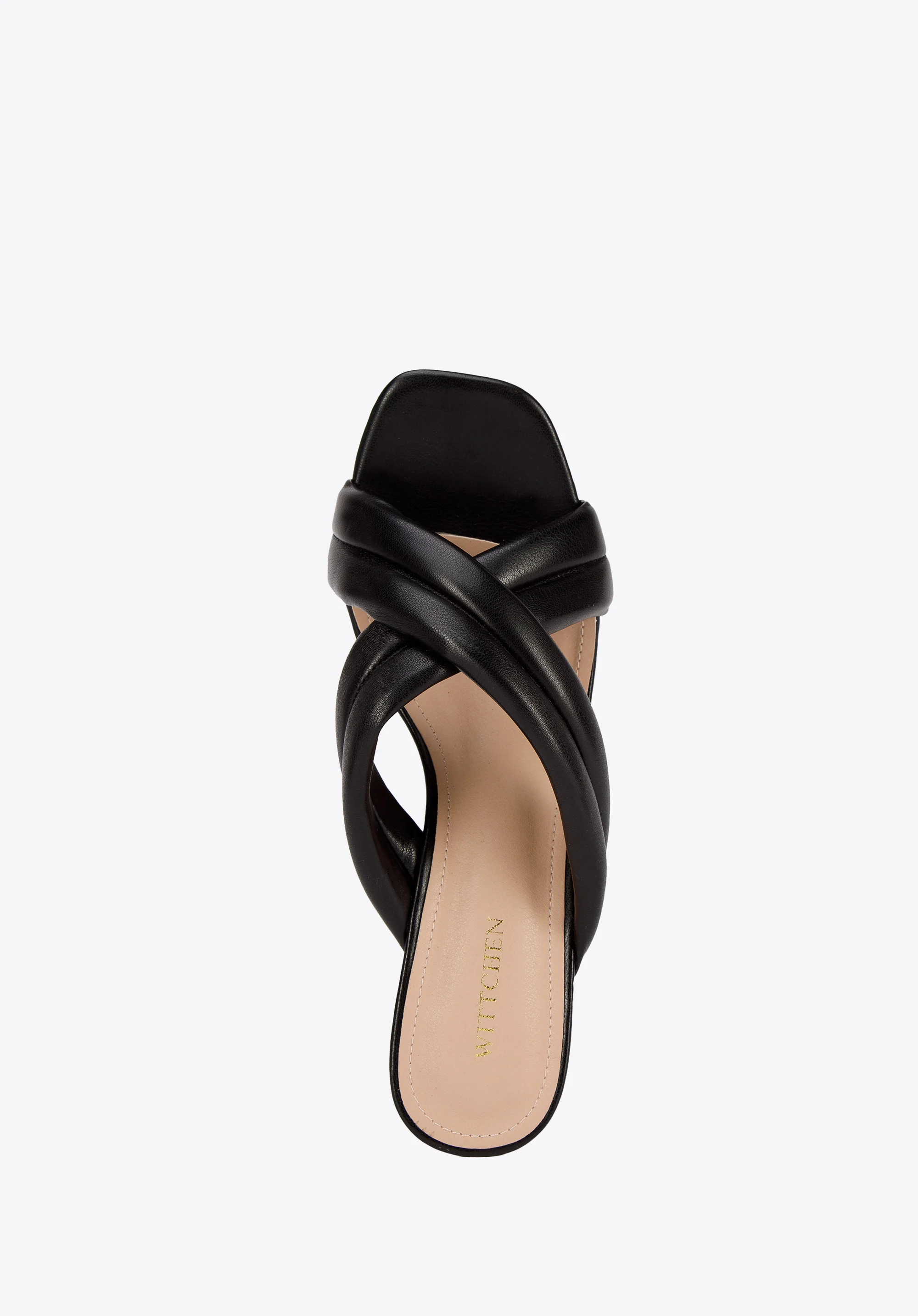 Damskie klapki pikowane z paskami na krzyż