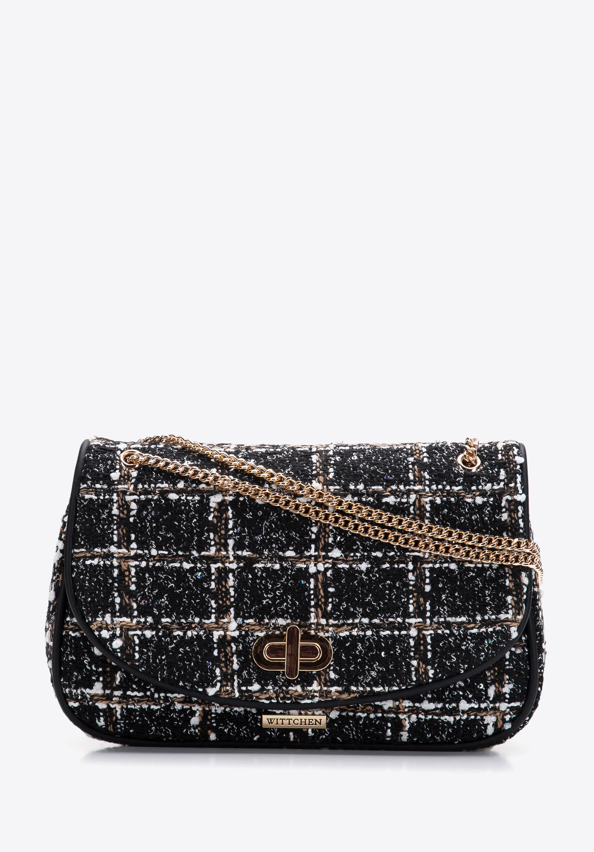 Damska listonoszka z tkaniny bouclé na łańcuszku