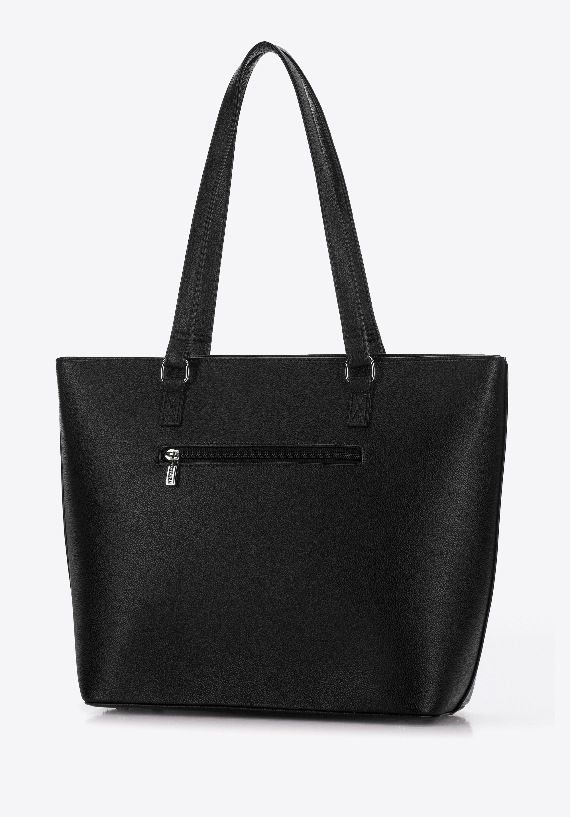 Torebka shopperka z ekoskóry z otwartą kieszenią z przodu