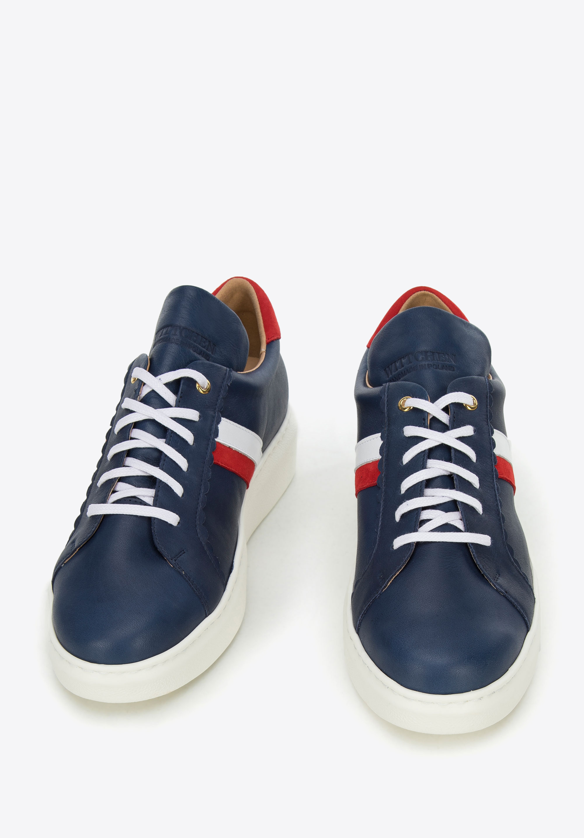 Damskie sneakersy skórzane z falbanką