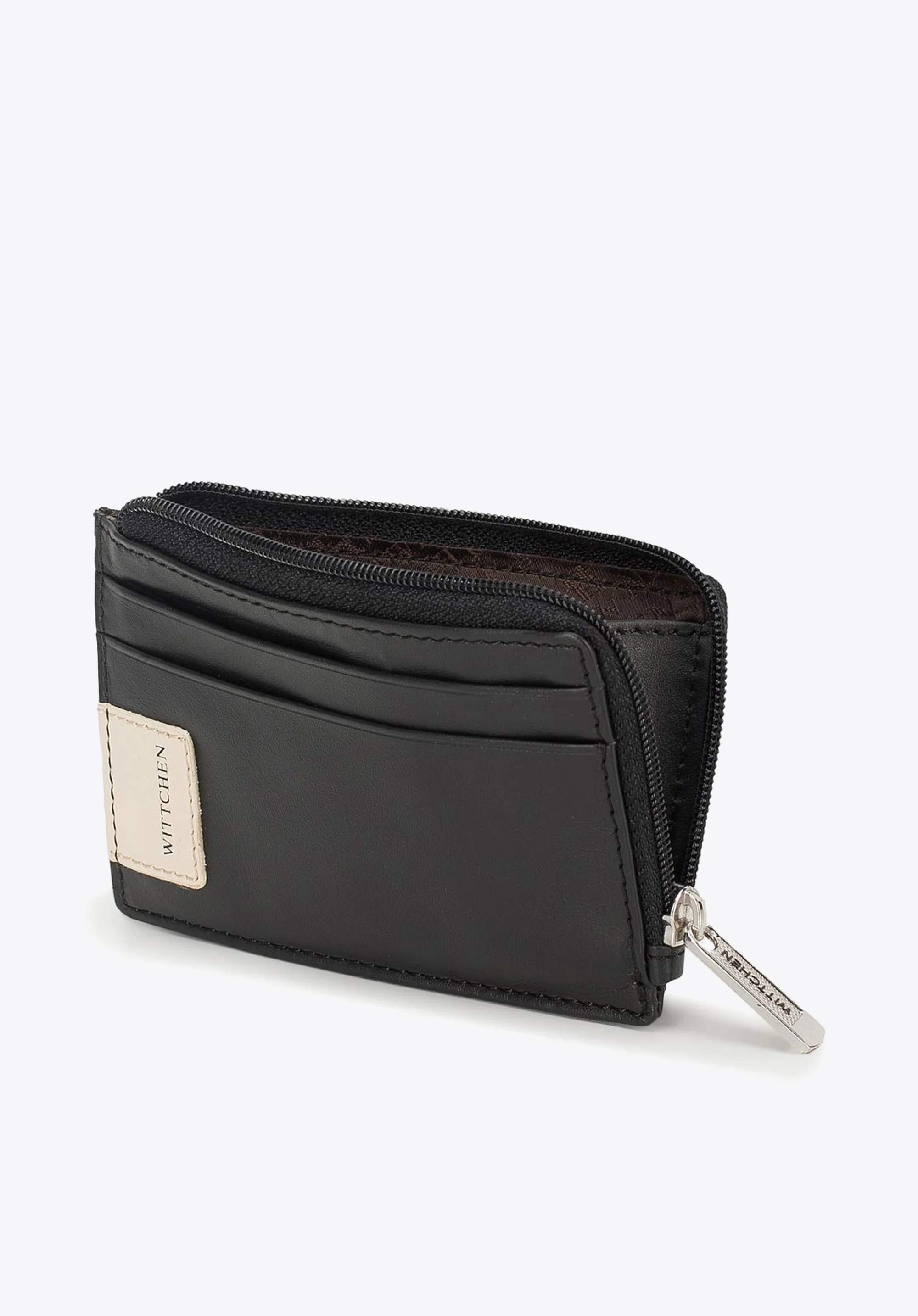 Etui na dokumenty zapinane na suwak z naszywką z logo