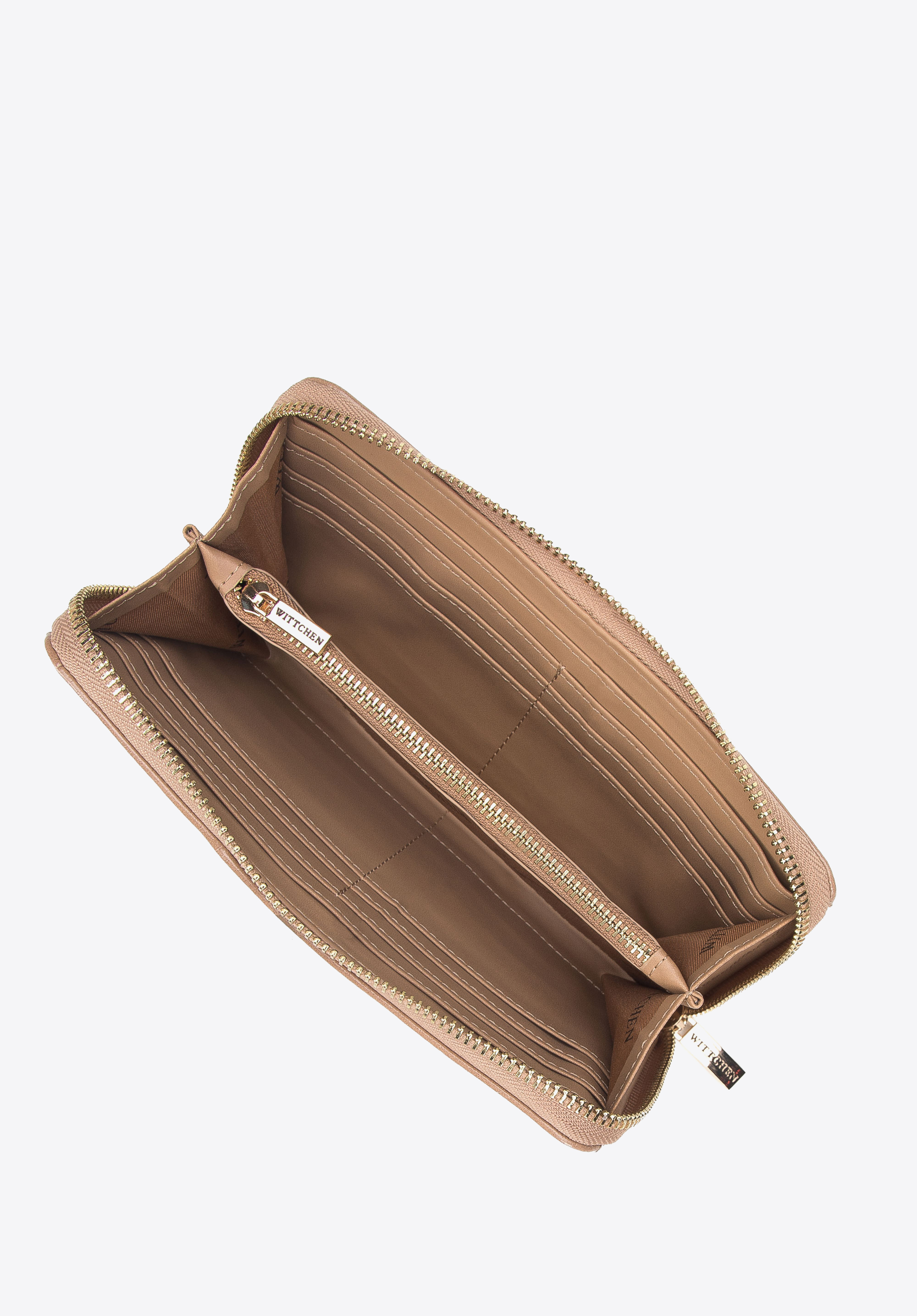 Damski portfel z błyszczącej ekoskóry duży