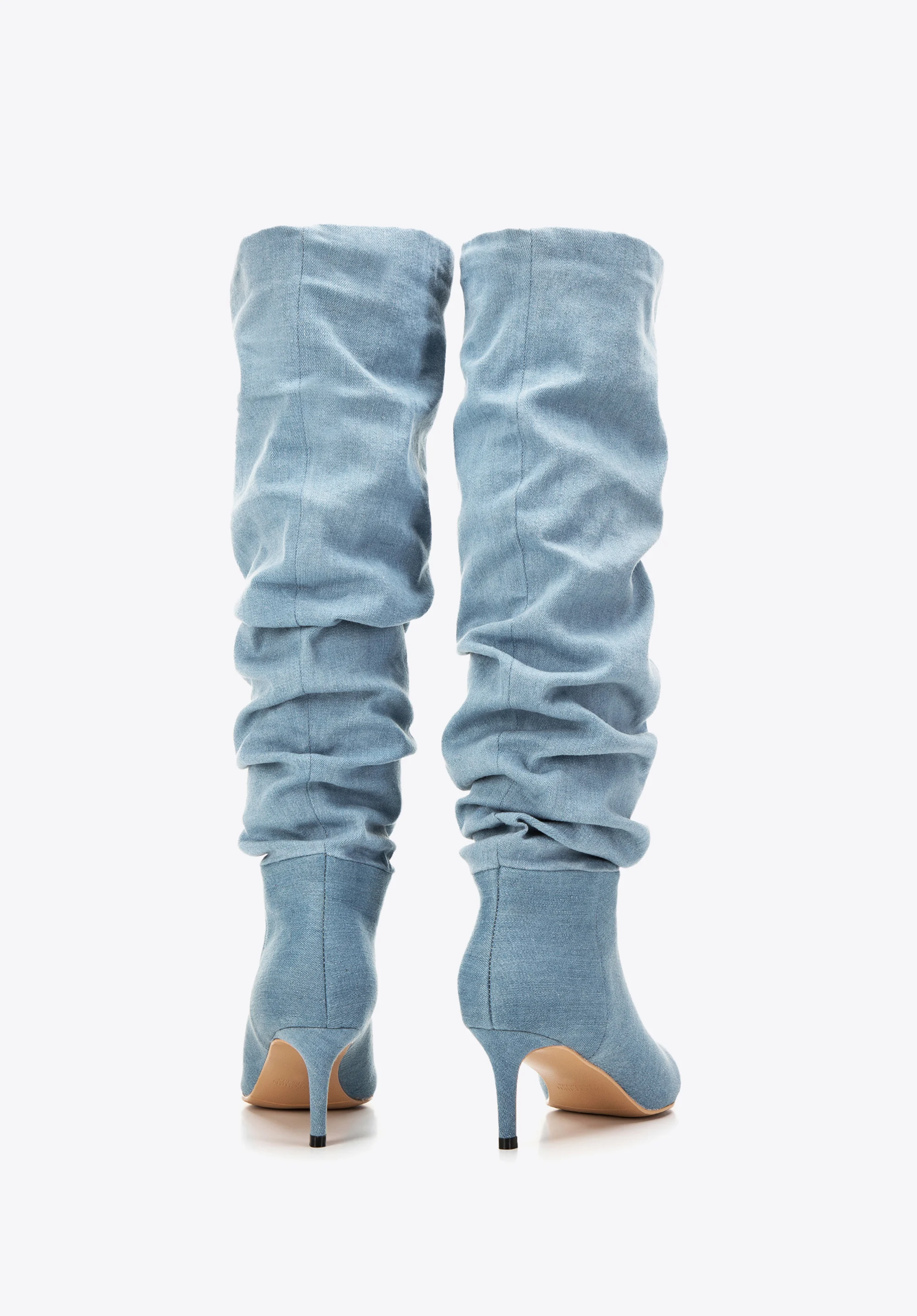 Damskie kozaki dżinsowe na szpilce