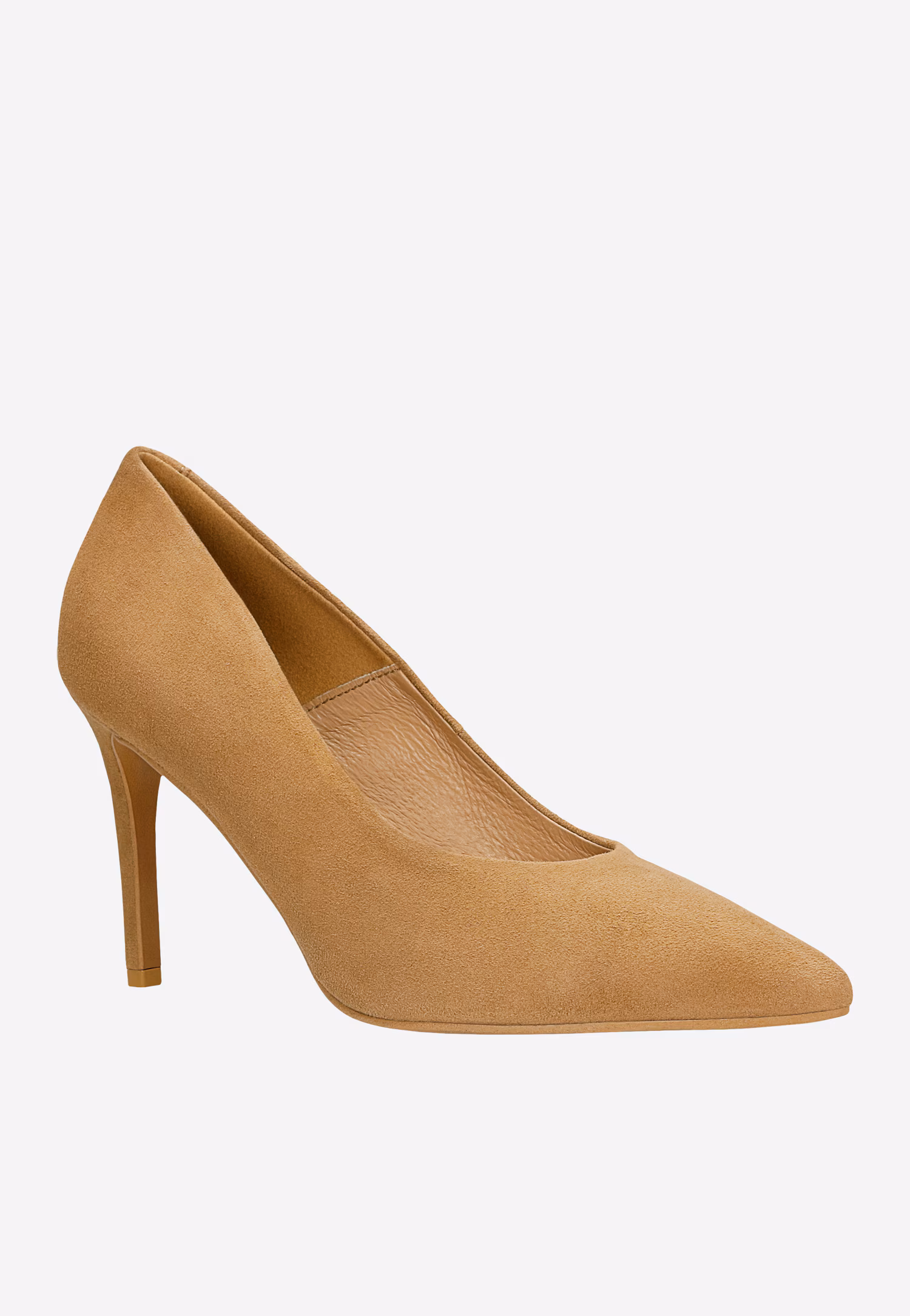 Beżowe klasyczne czółenka ze skóry licowej