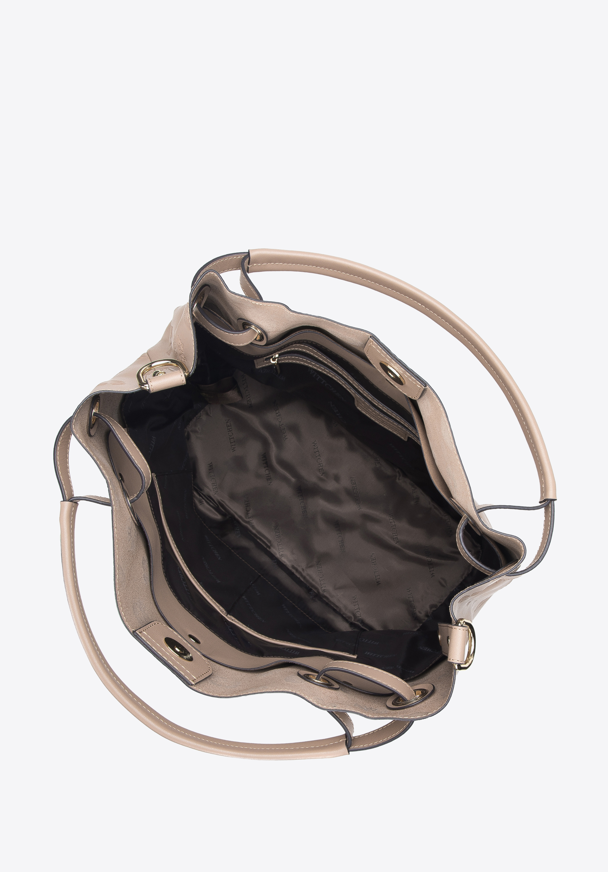 Torebka worek ze skóry w monogram