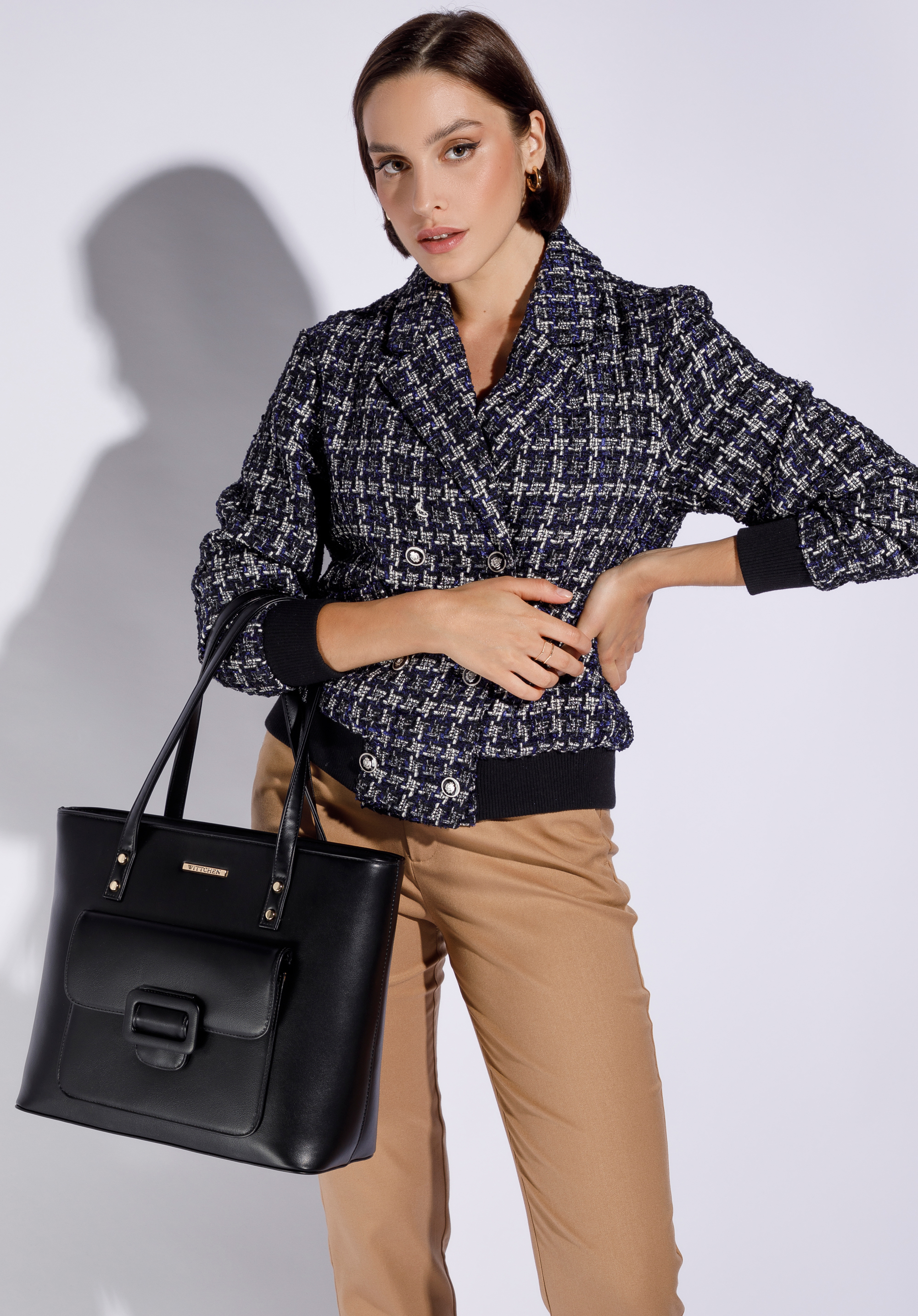 Torebka shopperka z ekoskóry z klamerką