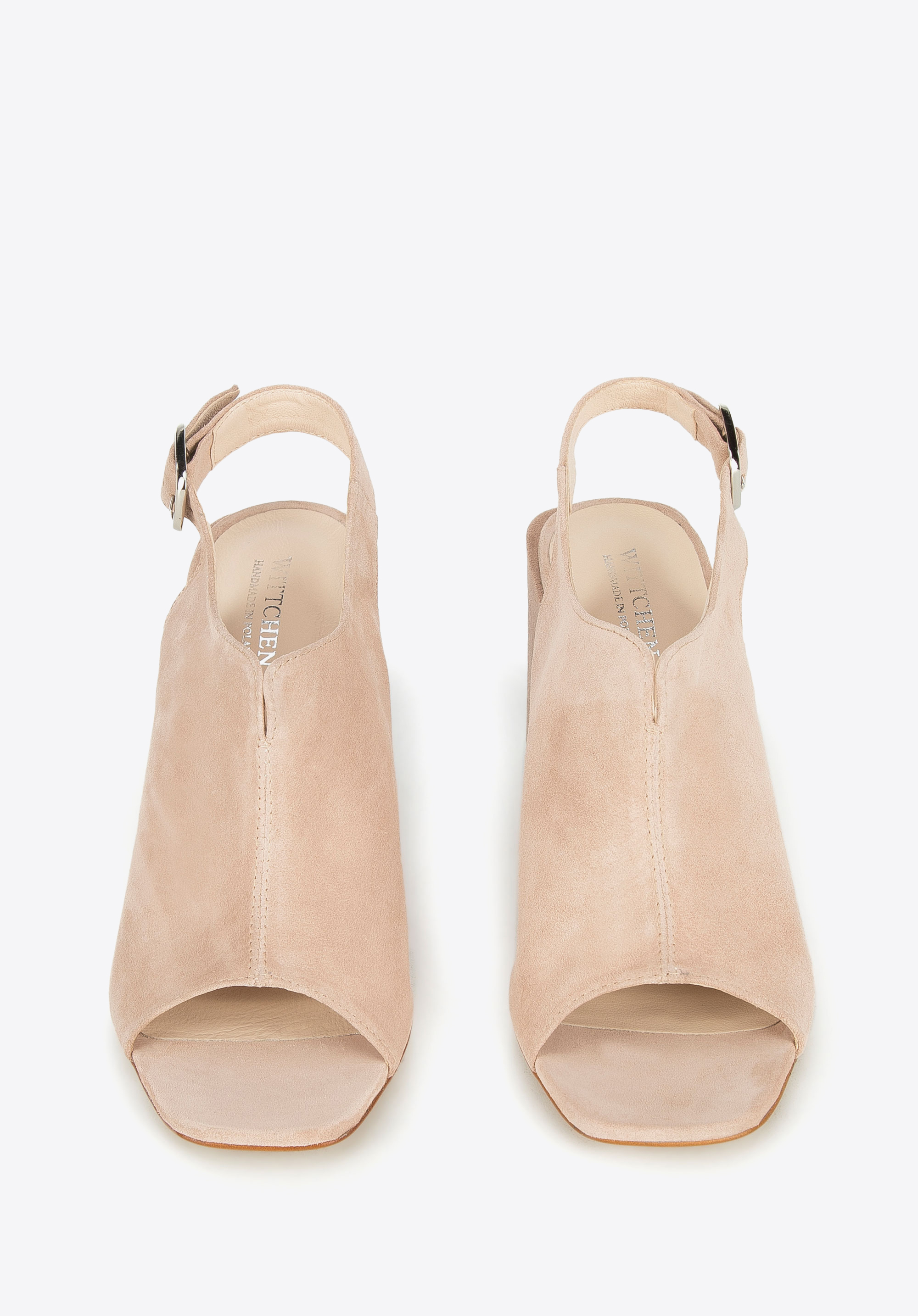 Damskie sandały zamszowe zabudowane